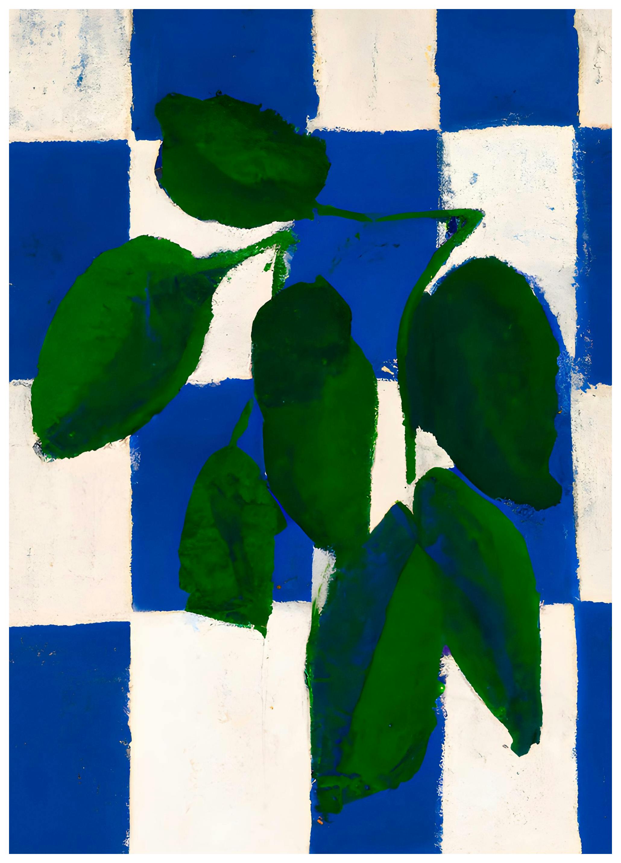 Merel Takken - Checkered Greenery Print (50x70 cm)