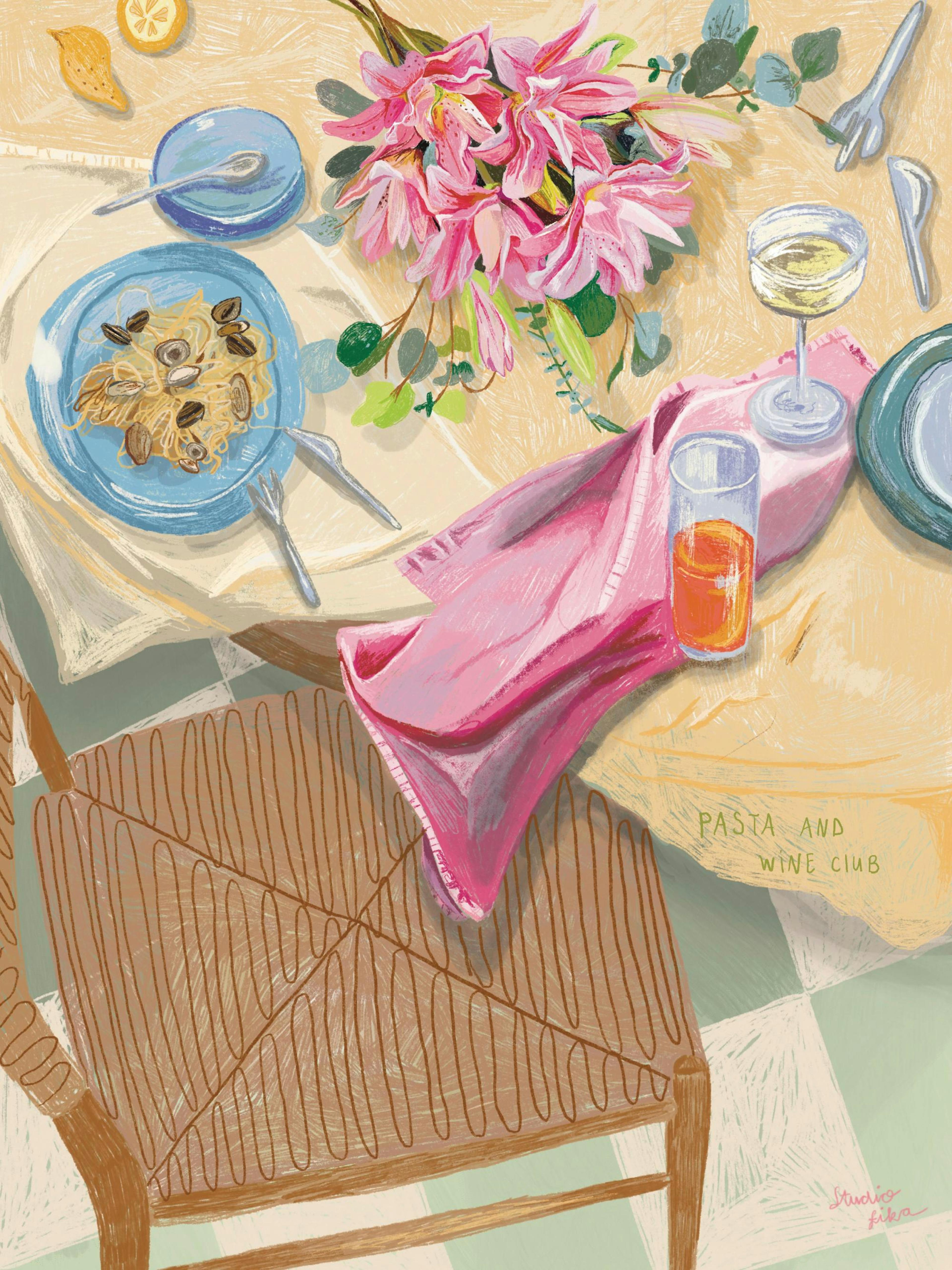 Loïs Langenberg - Pasta and Wine Club Print