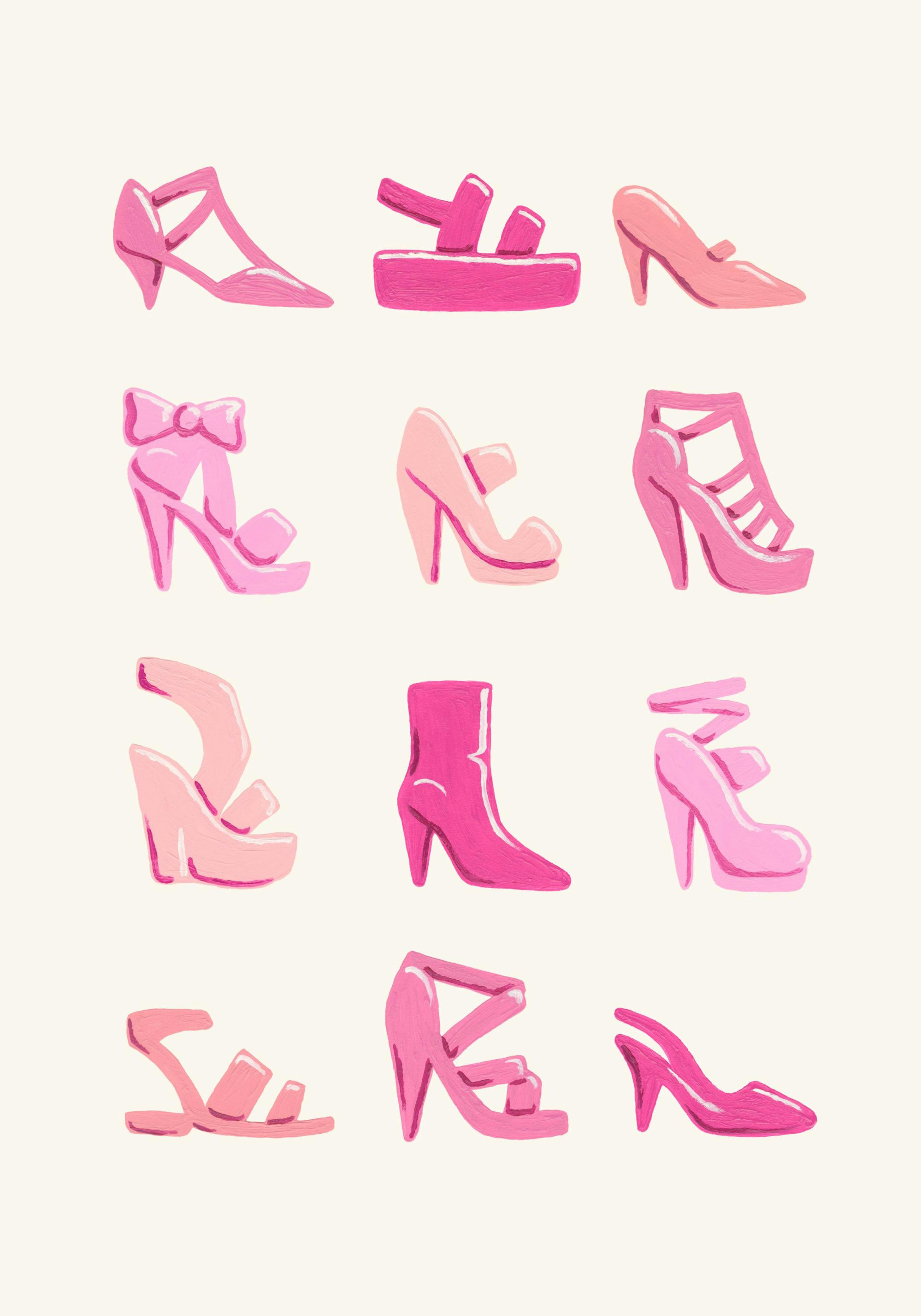 Pink Shoe Collection Print