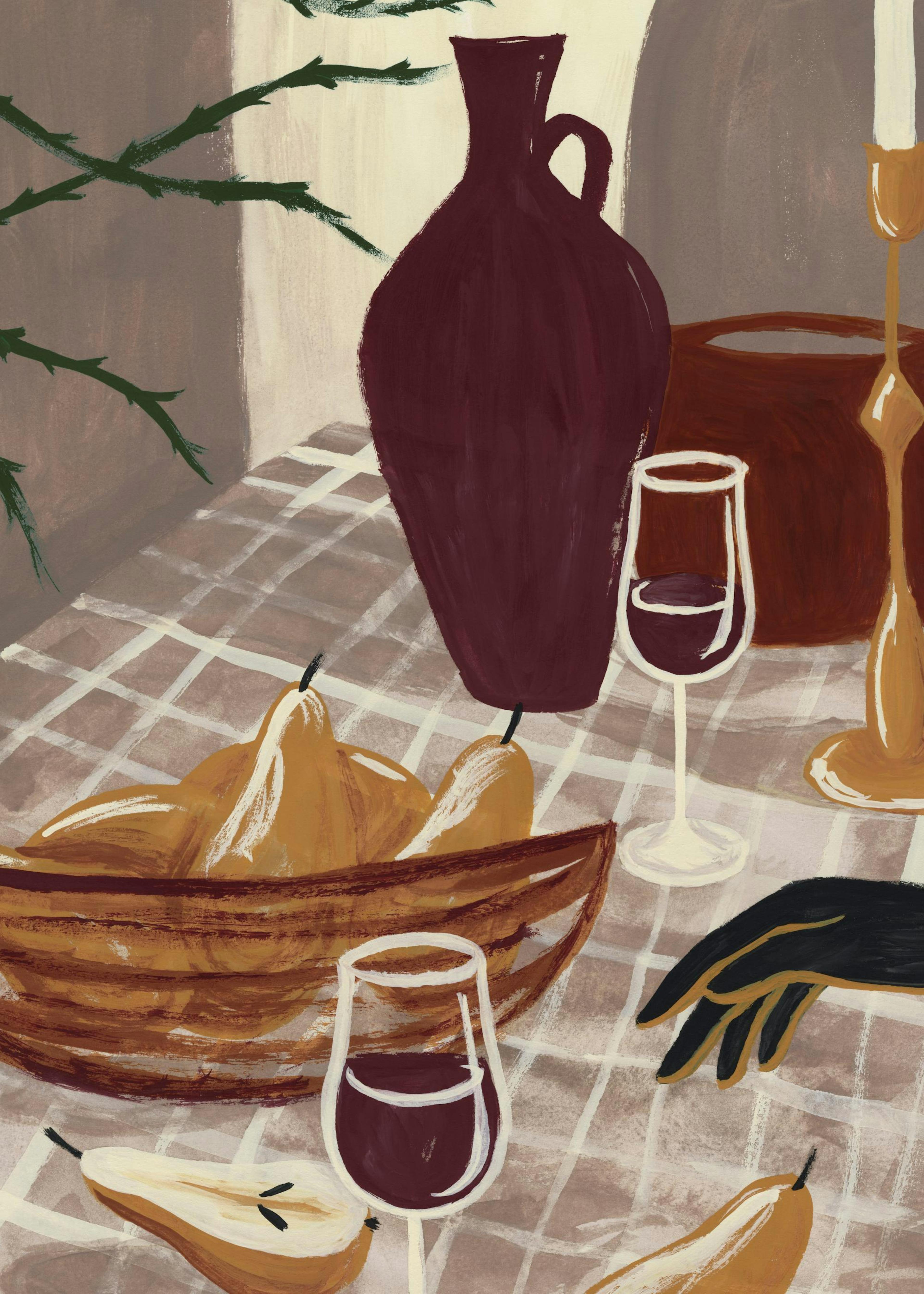 Wine & Pear Still Life Print 0