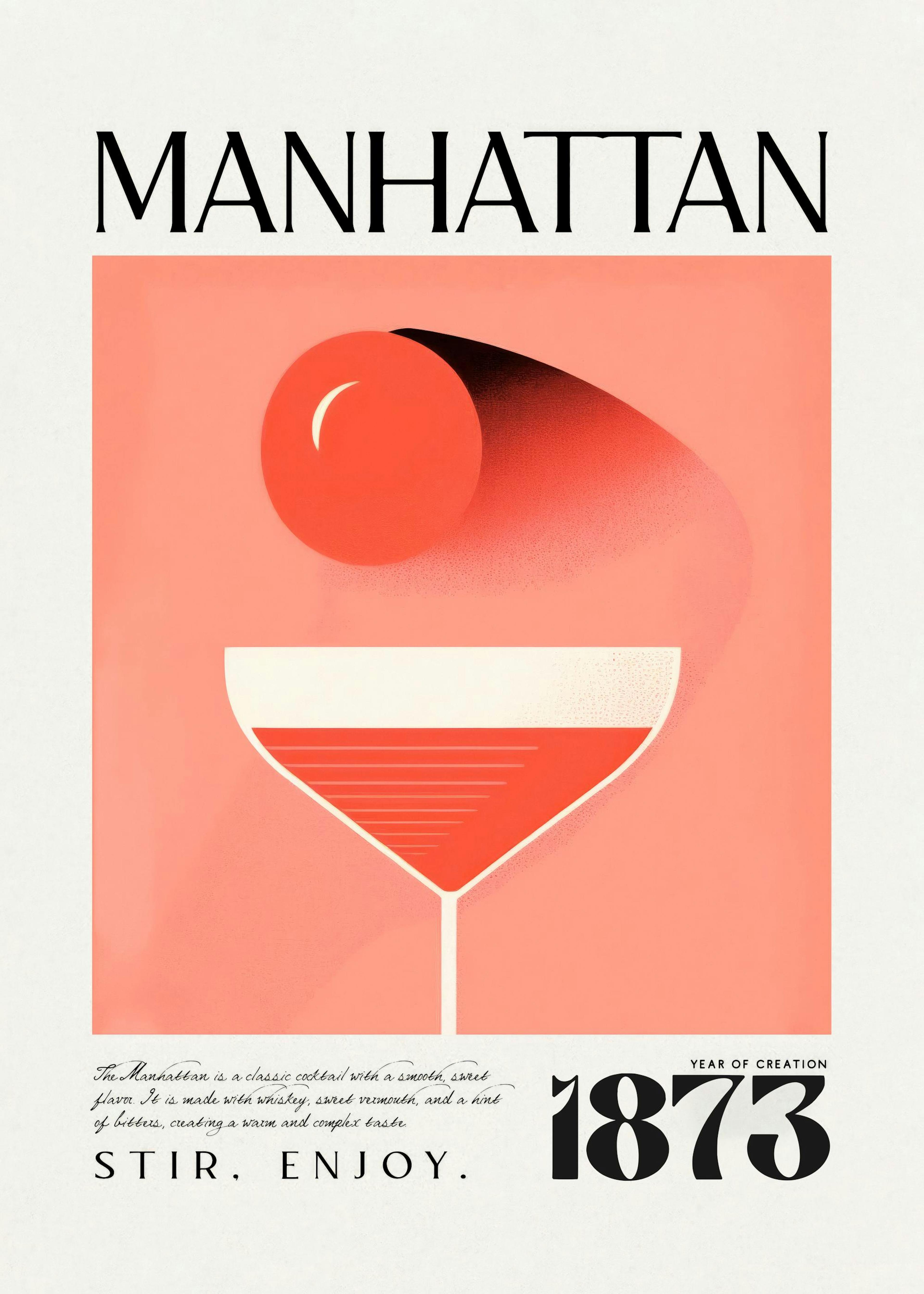 Vintage Manhattan Classic Recipe Print 0
