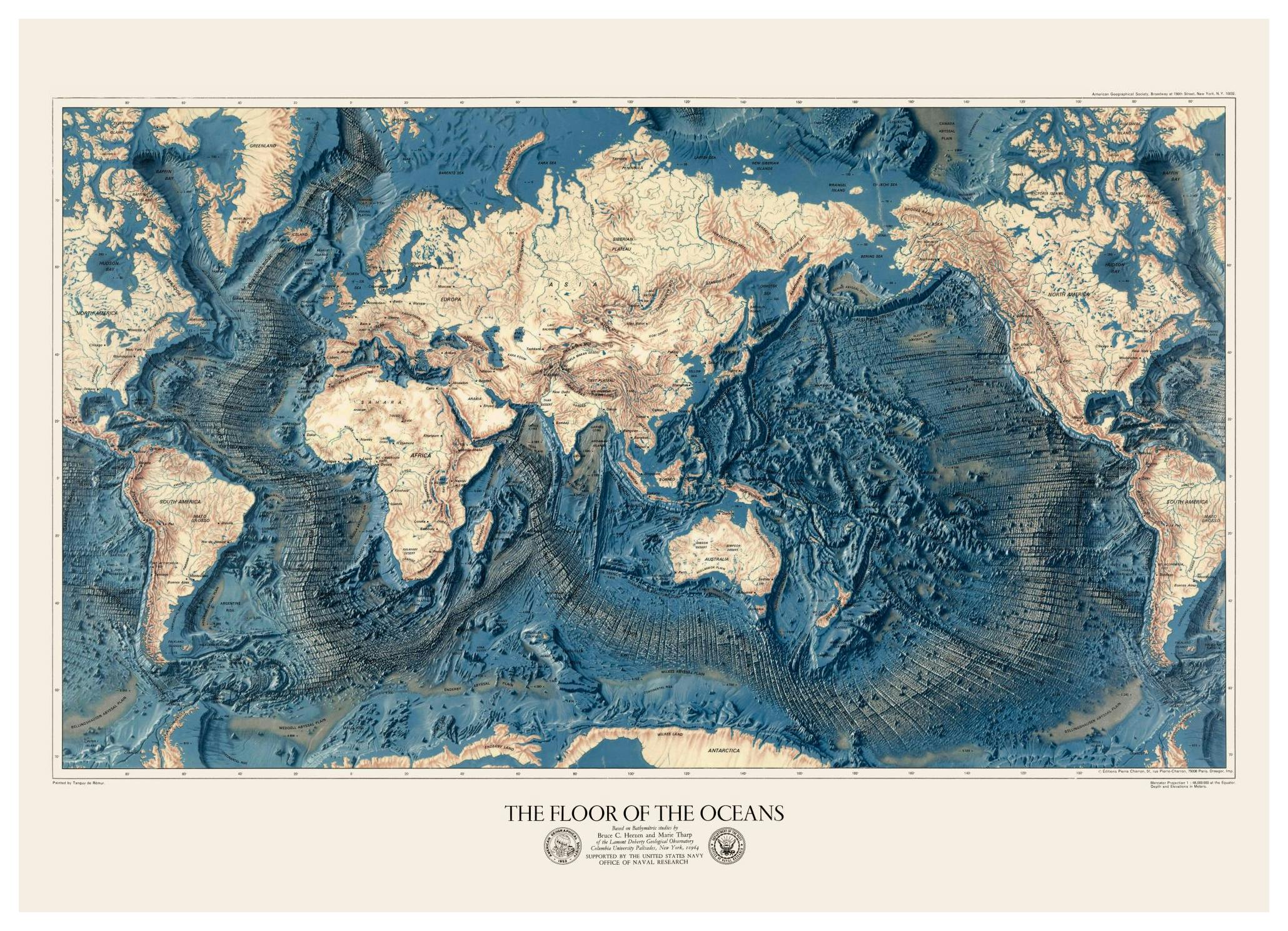 Prints - The Floor of the Oceans Print (30x40 cm) - Maps