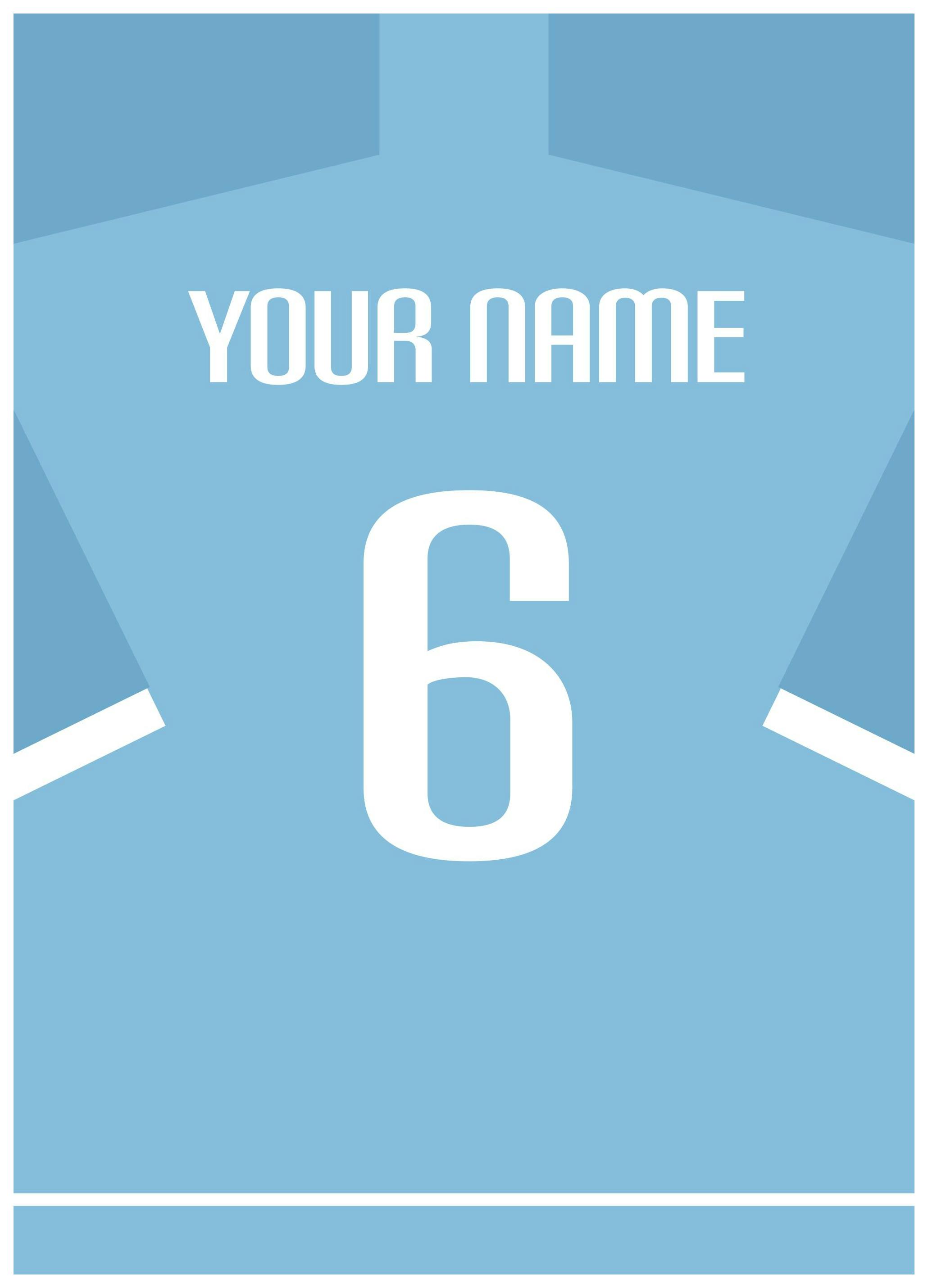Football Shirt No6 Personal Poster (50x70 cm) - Gepersonaliseerde posters