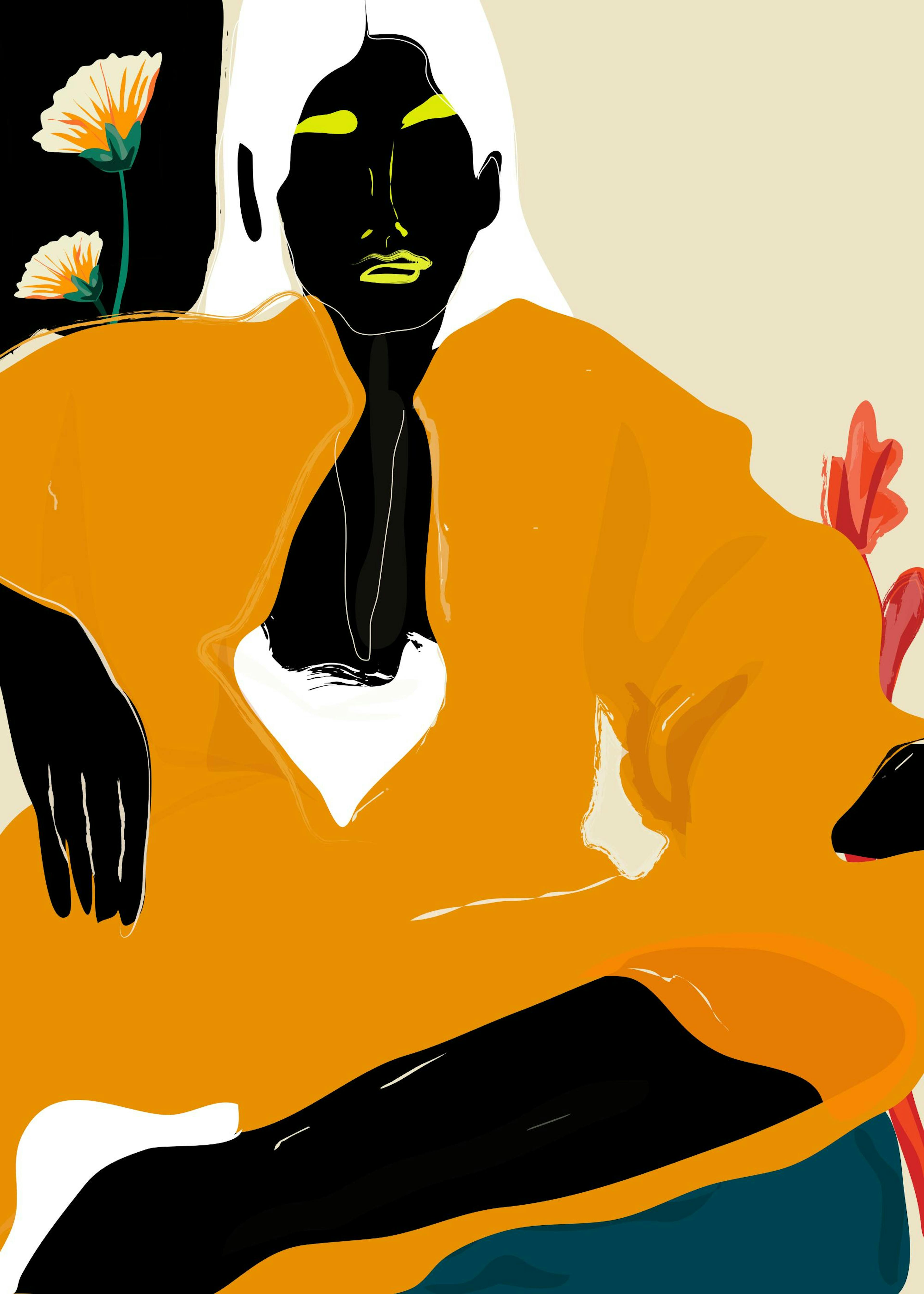 Rachel Joanis - Orange Dress Print 0