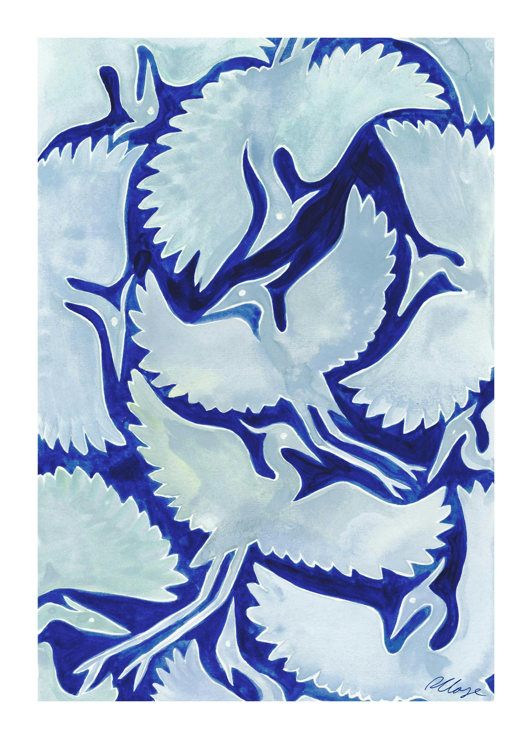 Rosanna Corfe - Blue Herons Print (30x40 cm)