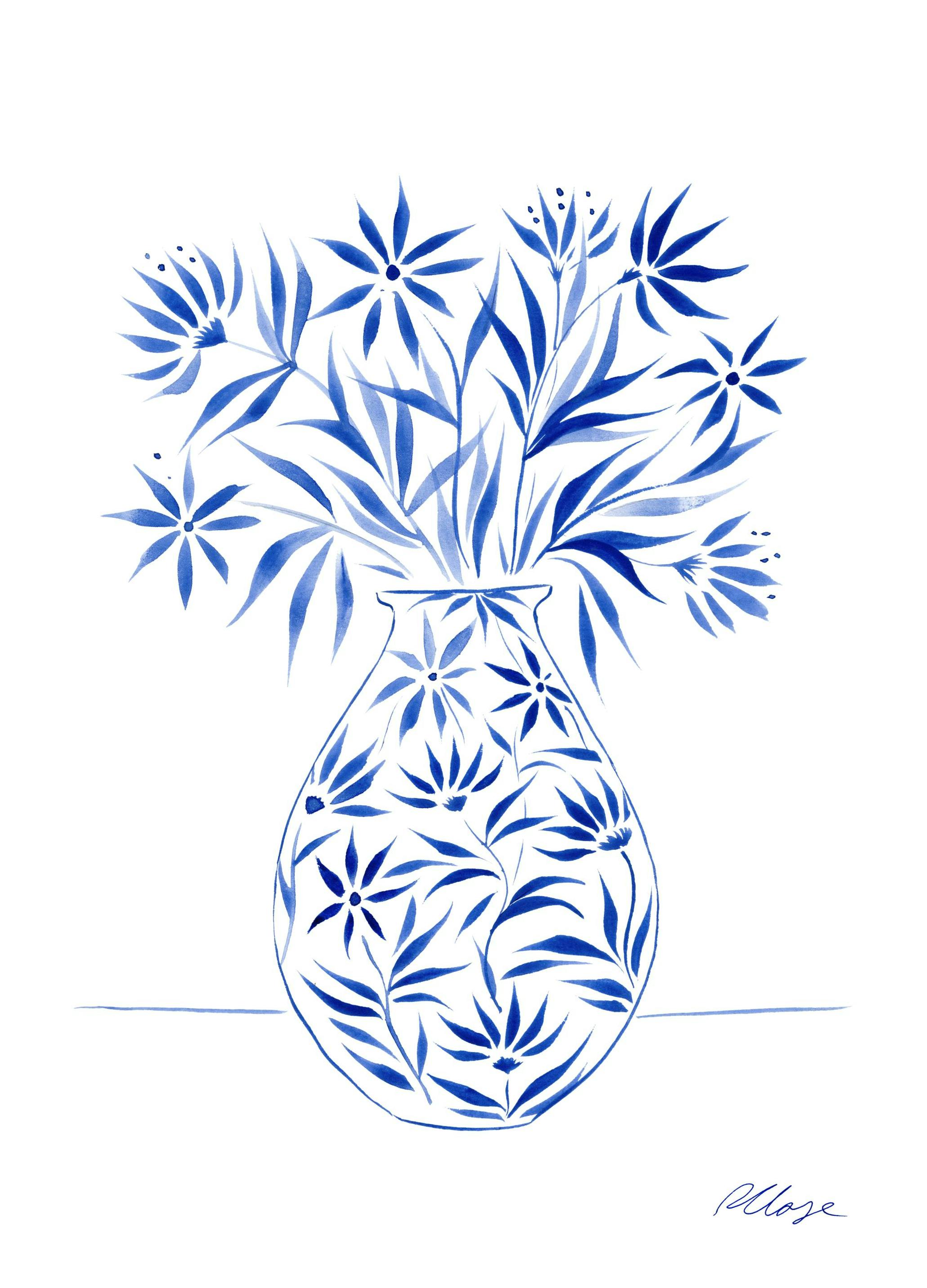 Rosanna Corfe - Blue Blooms Print (30x40 cm)