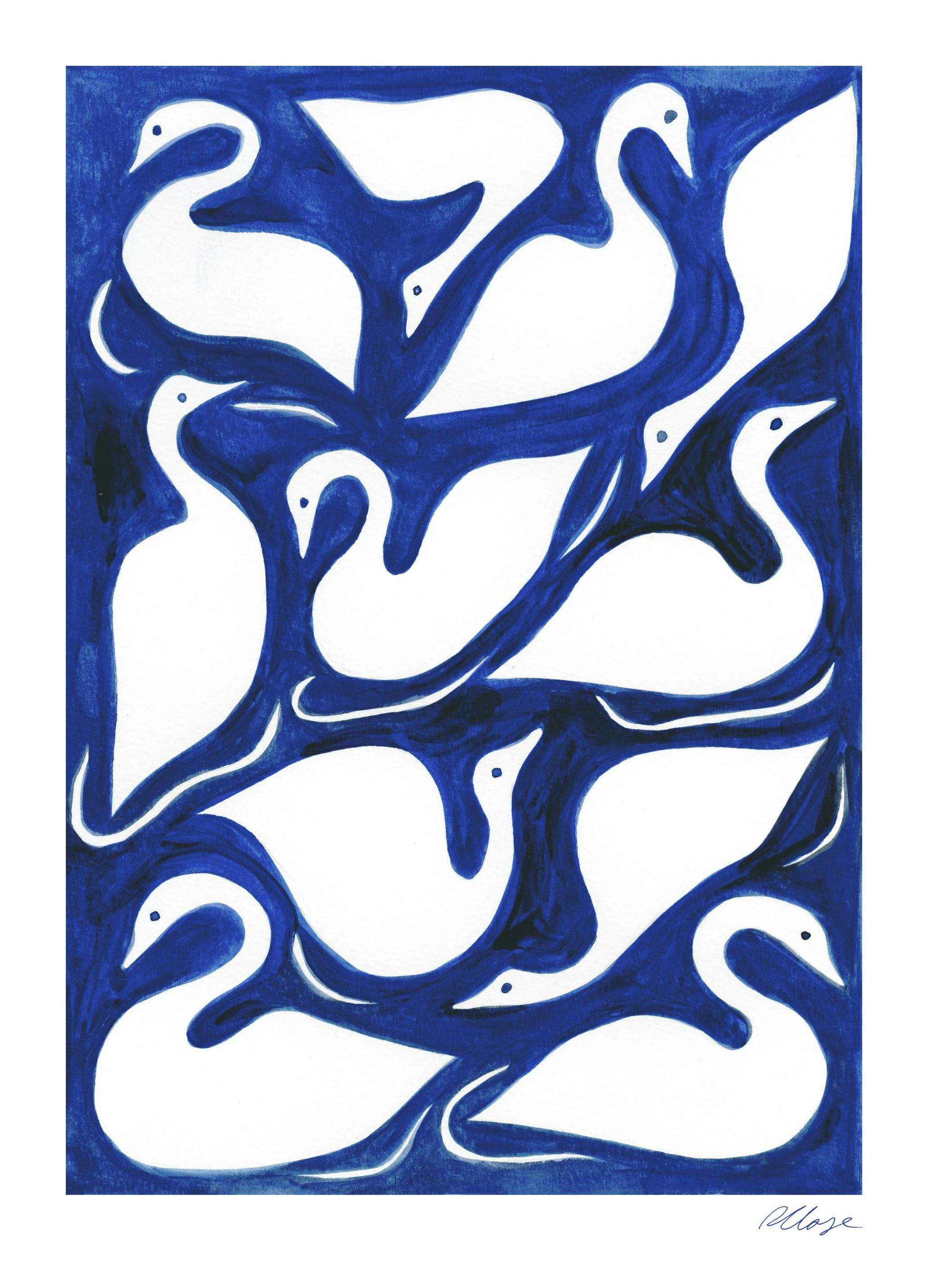 Rosanna Corfe - Swan Pond Print (50x70 cm)