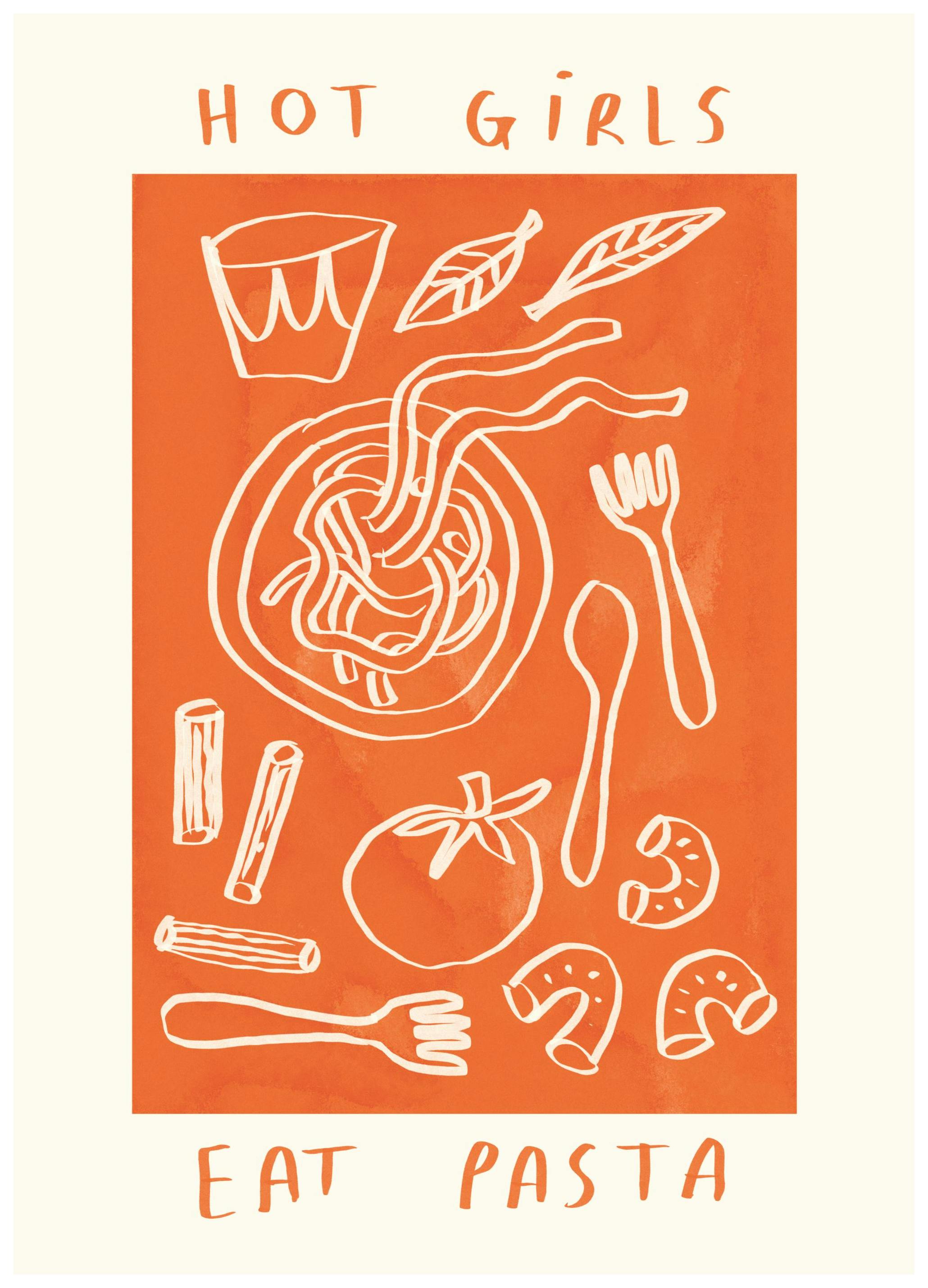 Lauren Emmett - Hot Girls Eat Pasta Poster (50x70 cm)- Lauren Emmett