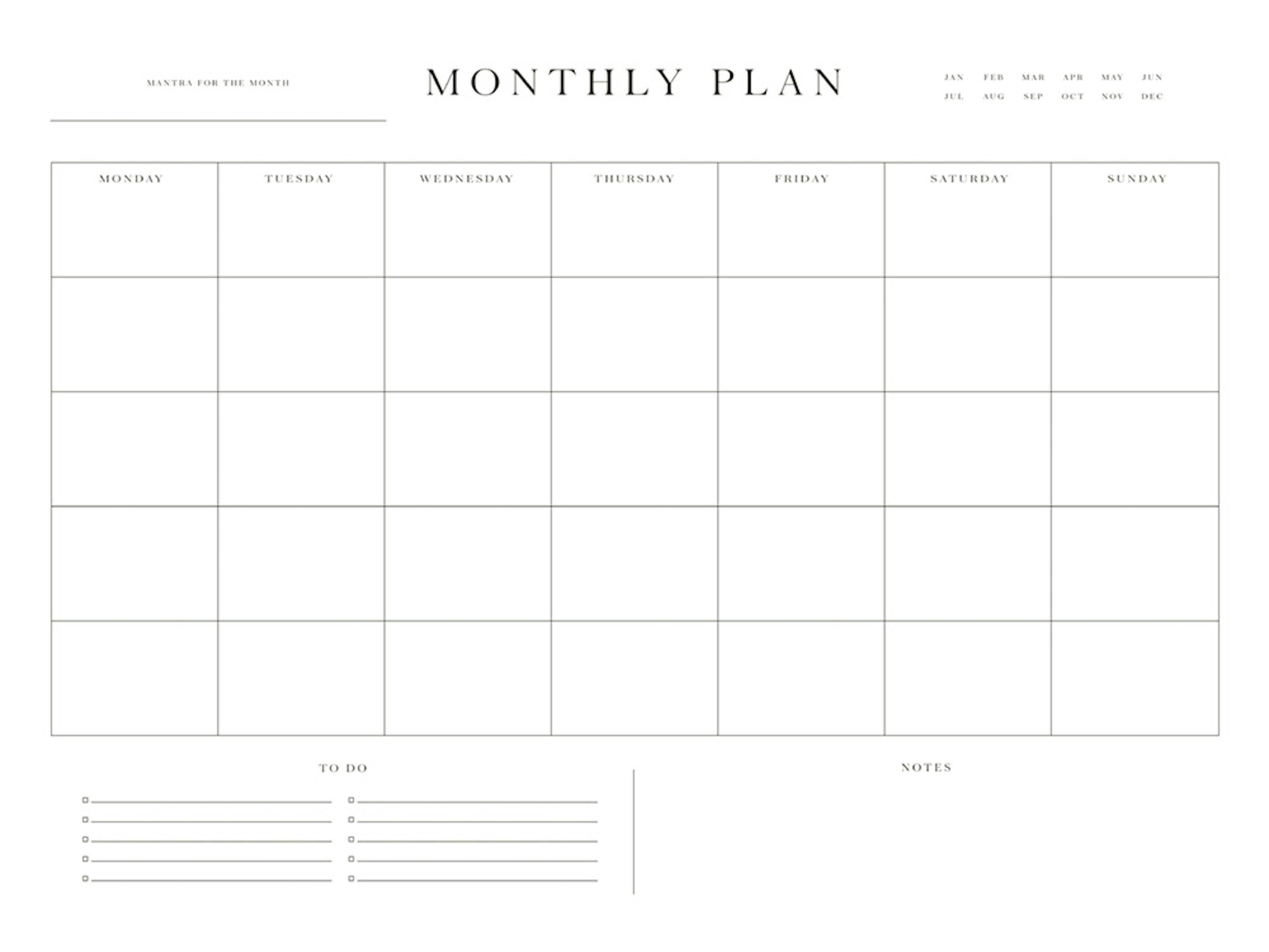 Monthly Planner Print