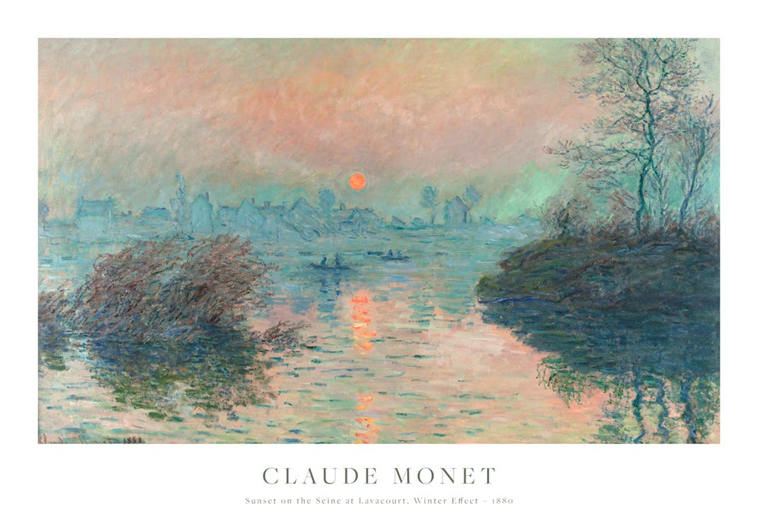 Monet - Sunset on the Seine at Lavacourt, Winter Effect Print 0