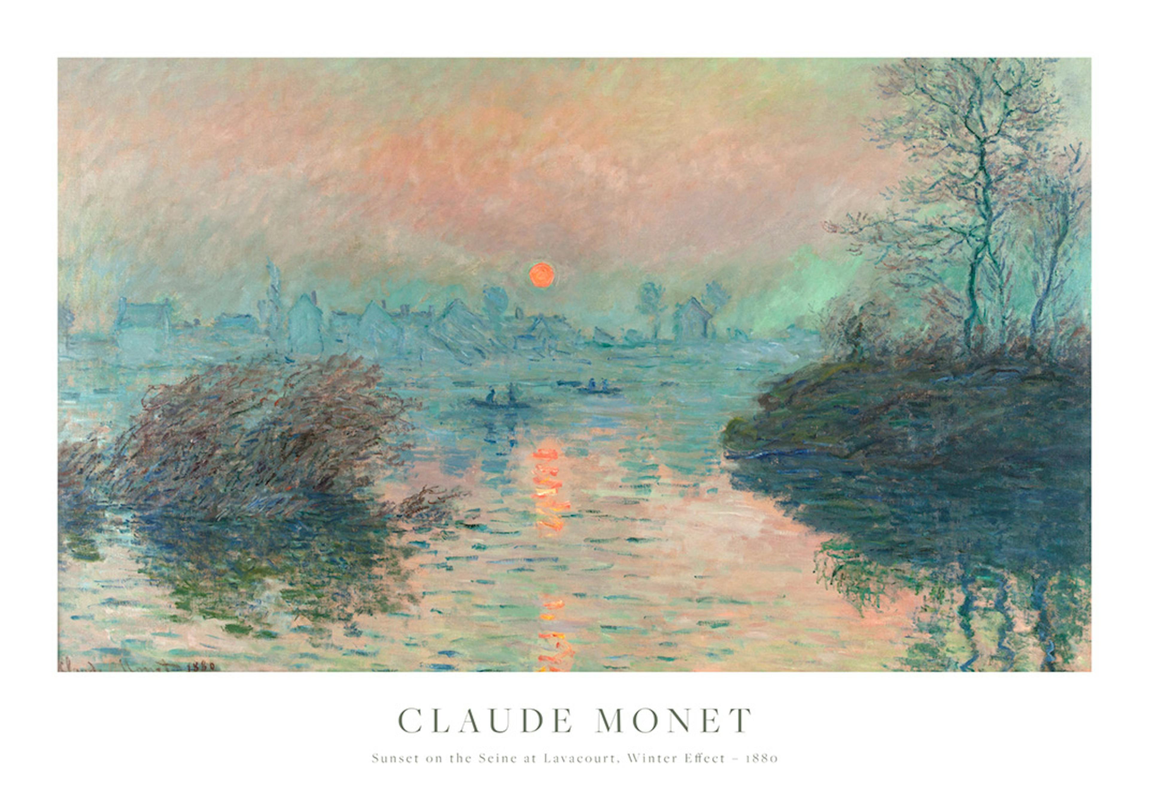 Monet - Sunset on the Seine at Lavacourt, Winter Effect Poster 0
