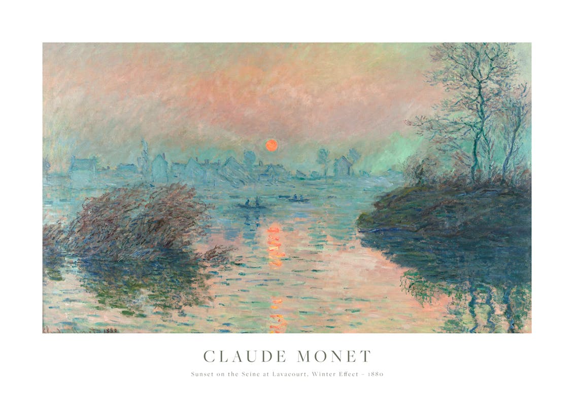 Monet - Sunset on the Seine at Lavacourt, Winter Effect Print (70x100 cm)- Monet Posters