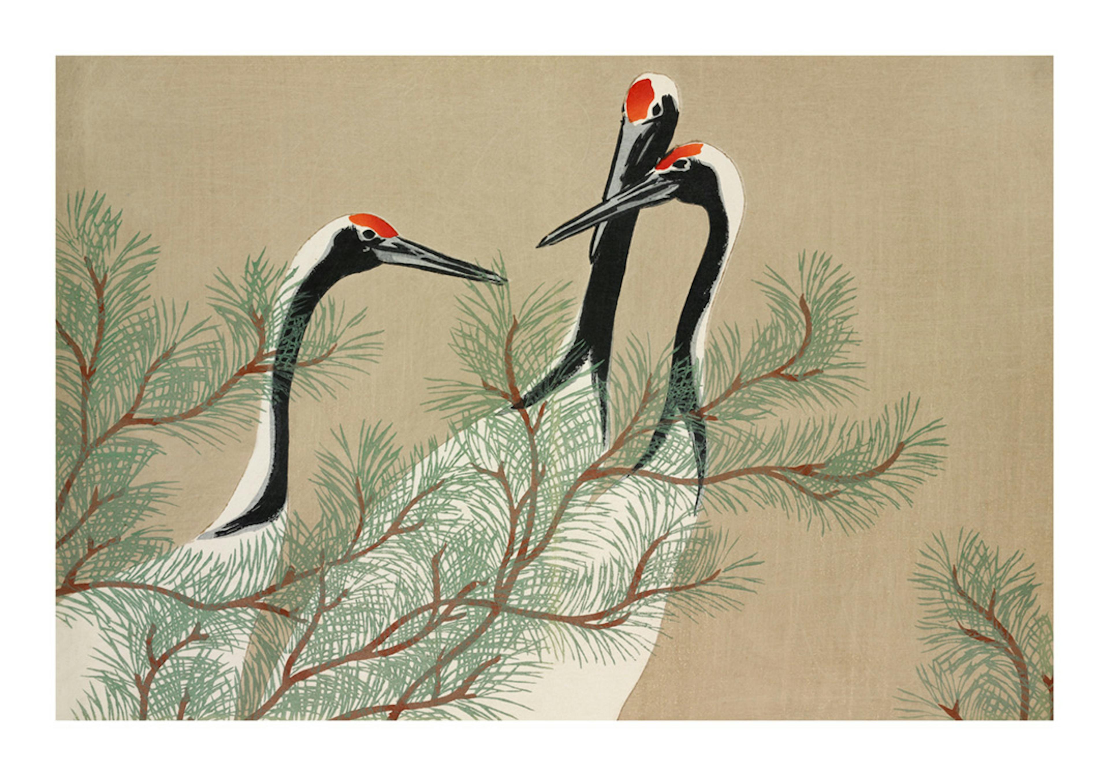 Kamisaka Sekka - Cranes from Momoyogusa Print 0