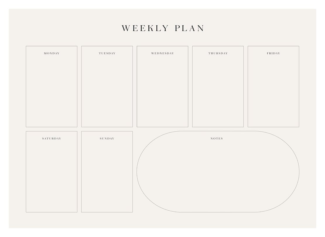 Weekly Planner Beige Poster (50x70 cm)