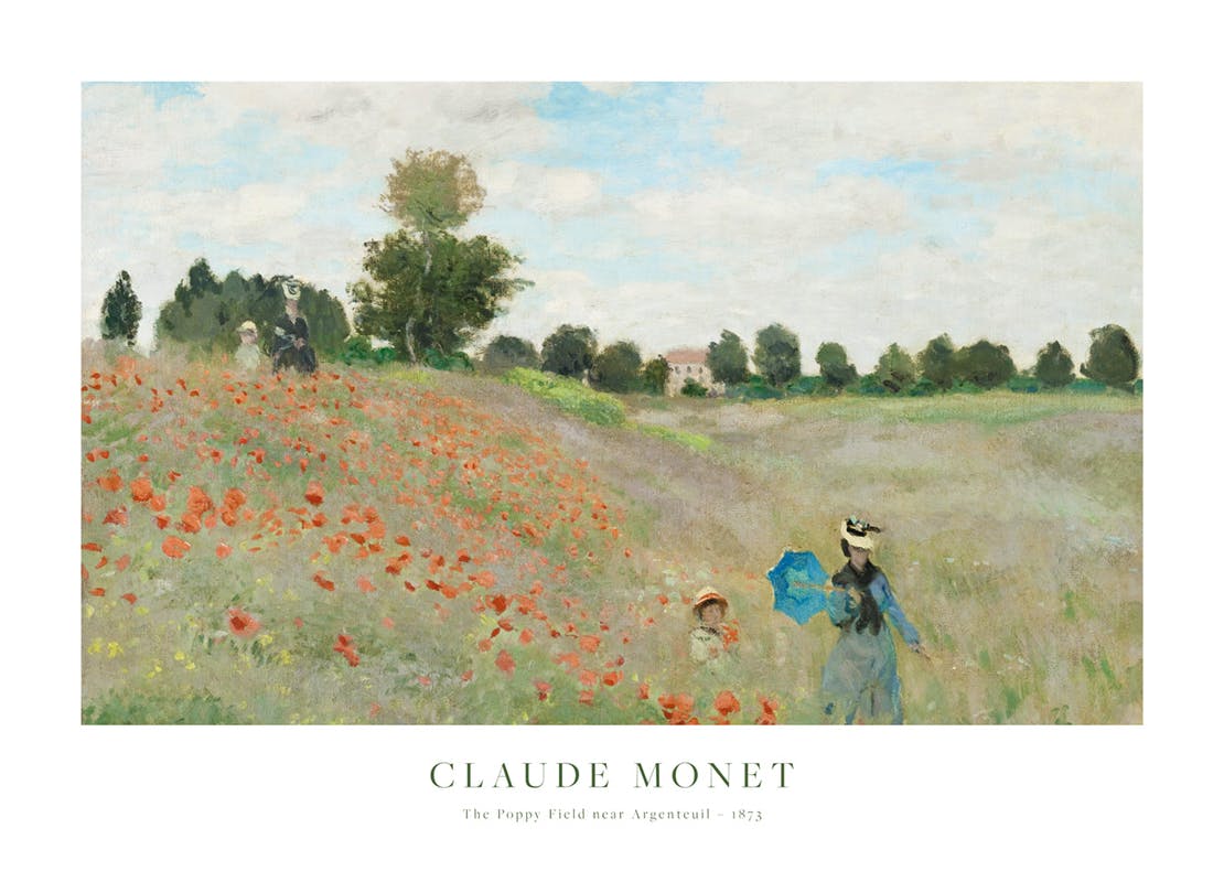 Monet - The Poppy Field near Argenteuil Plakat (30x40 cm) - Plakater > Malerier fra kjente kunstnere > Monet Plakat