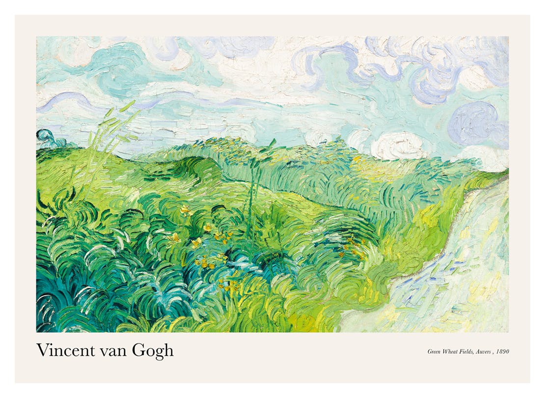 Van Gogh - Green Wheat Fields, Auvers Plakat (50x70 cm) - Plakater > Malerier fra kjente kunstnere > Van Gogh Plakat