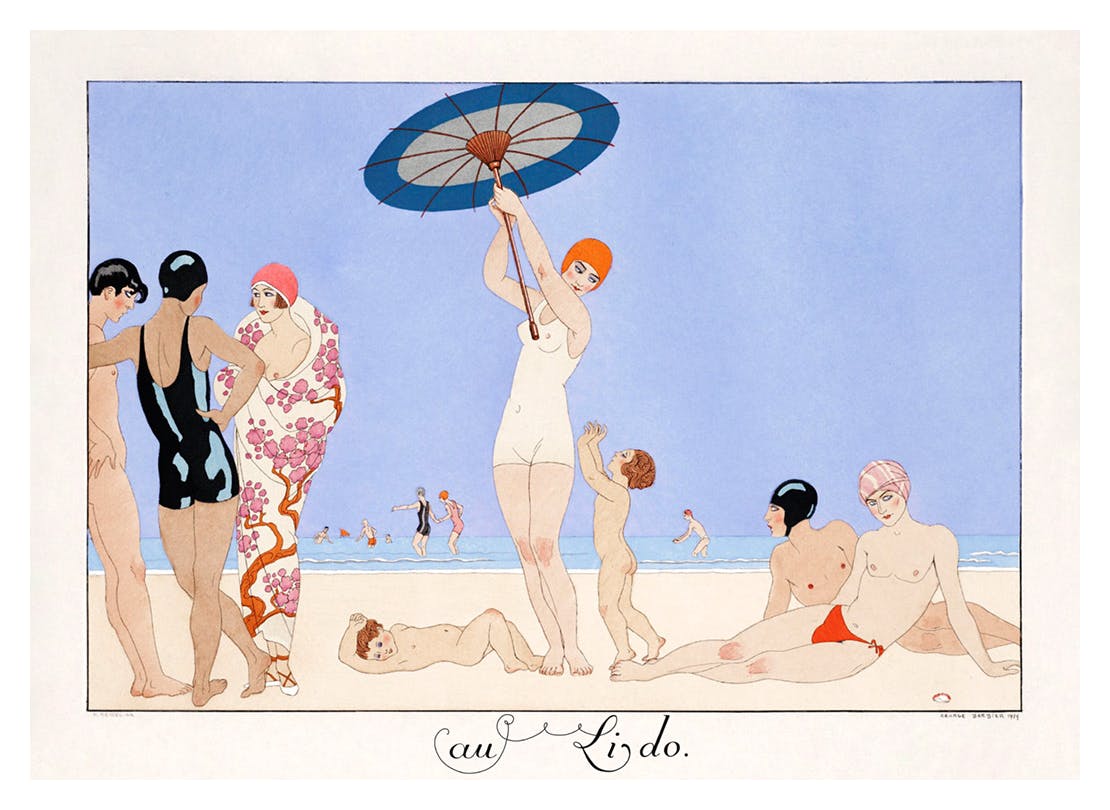 Prints - George Barbier - Au Lido Plate no.14 Print (30x40 cm) - Paintings by famous painters