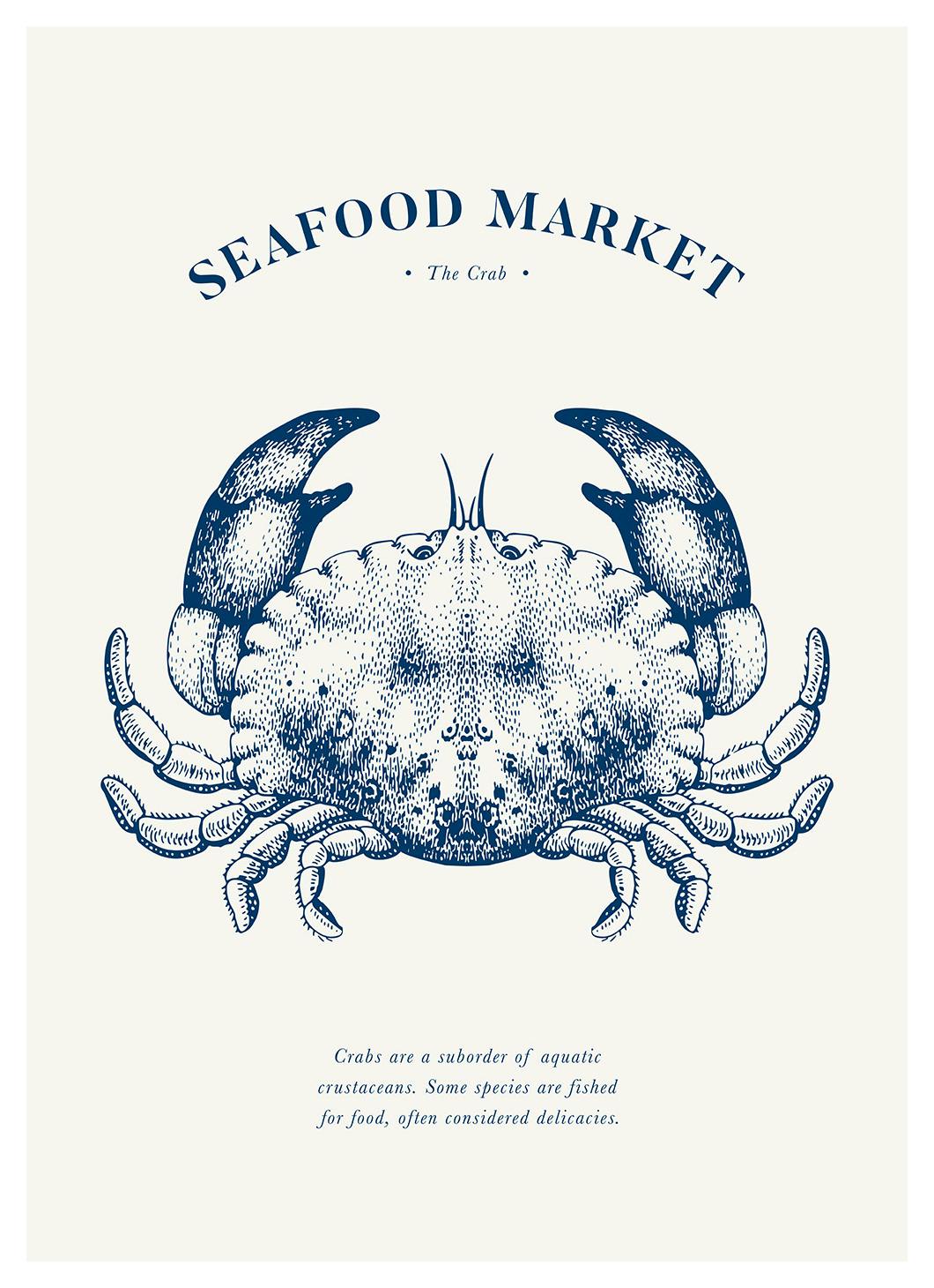 Seafood Market - The Crab Poster (21x30 cm)- Arte e quadros do cozinha