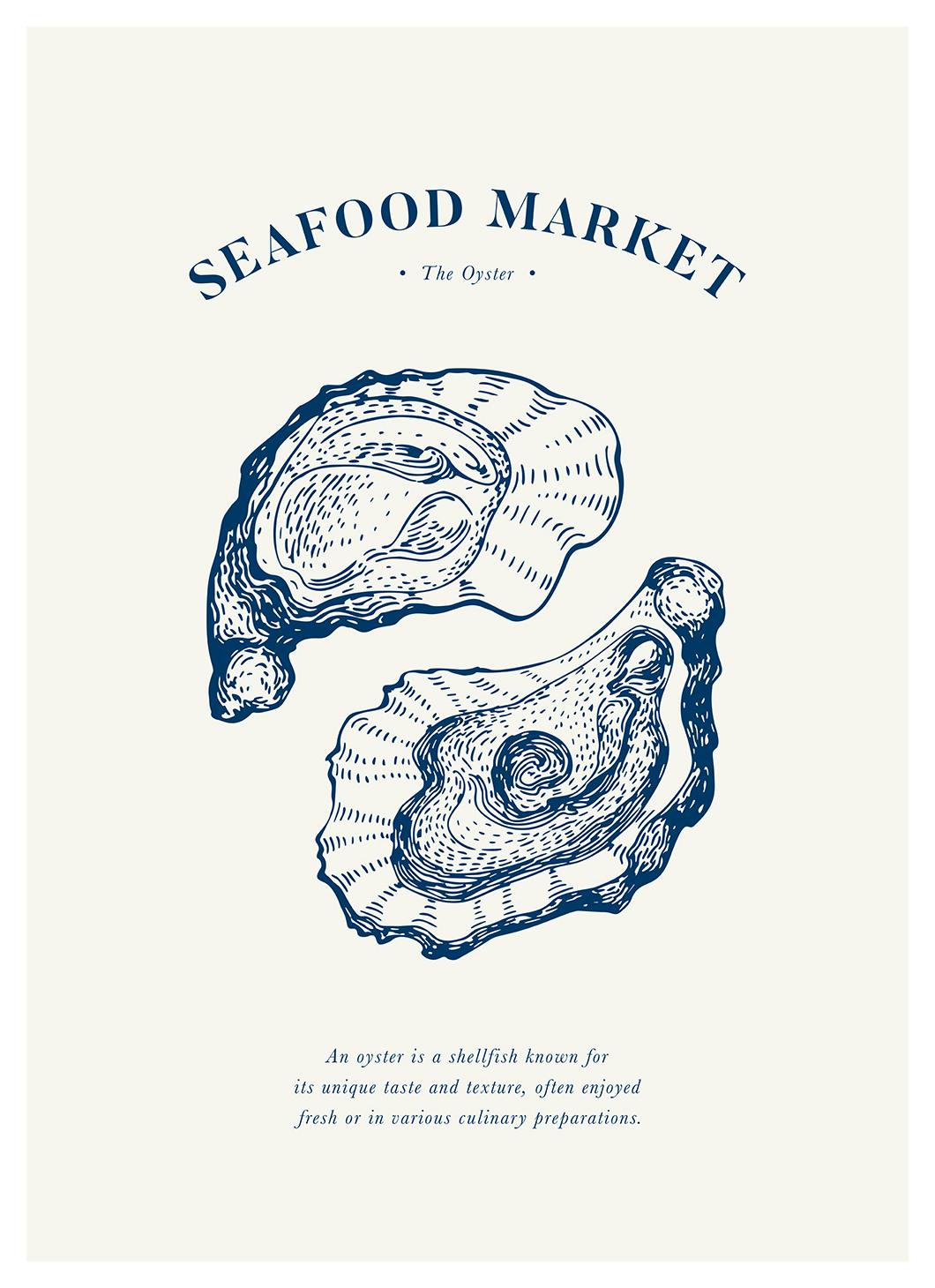 Prints - Seafood Market - The Oyster Print (30x40 cm) - Kitchen wall art