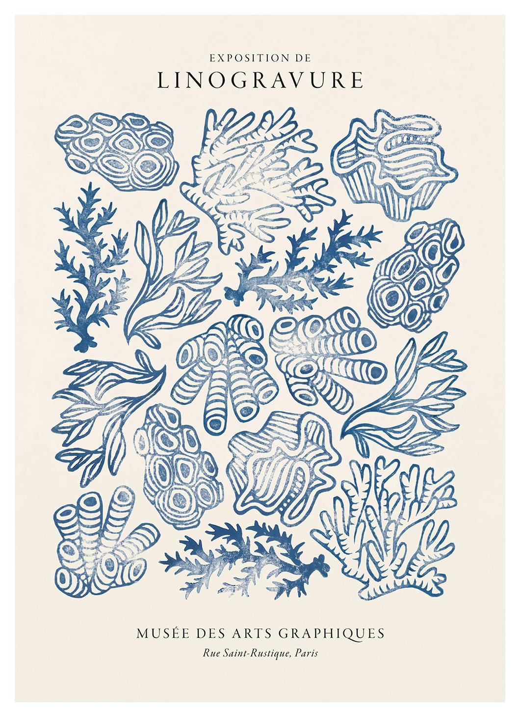 Linocut Corals Poster (21x30 cm)