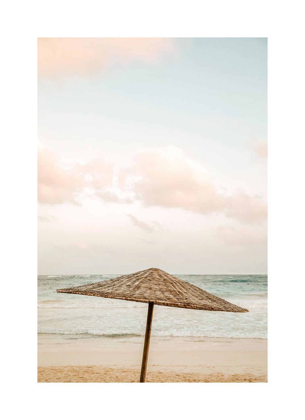 Parasol by the Ocean Affiche (50x70 cm) - Tableaux de plages