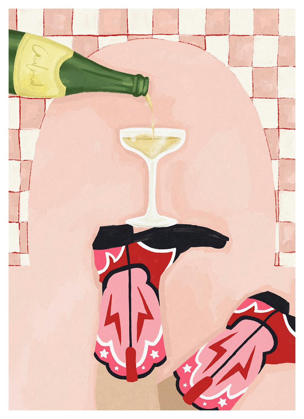 Prints - Bottoms Up Print (50x70 cm) - Wine and cocktails posters