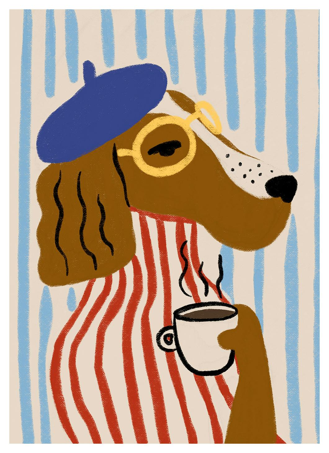 Prints - Sophisticated Dog Print (50x70 cm) - Illustration prints