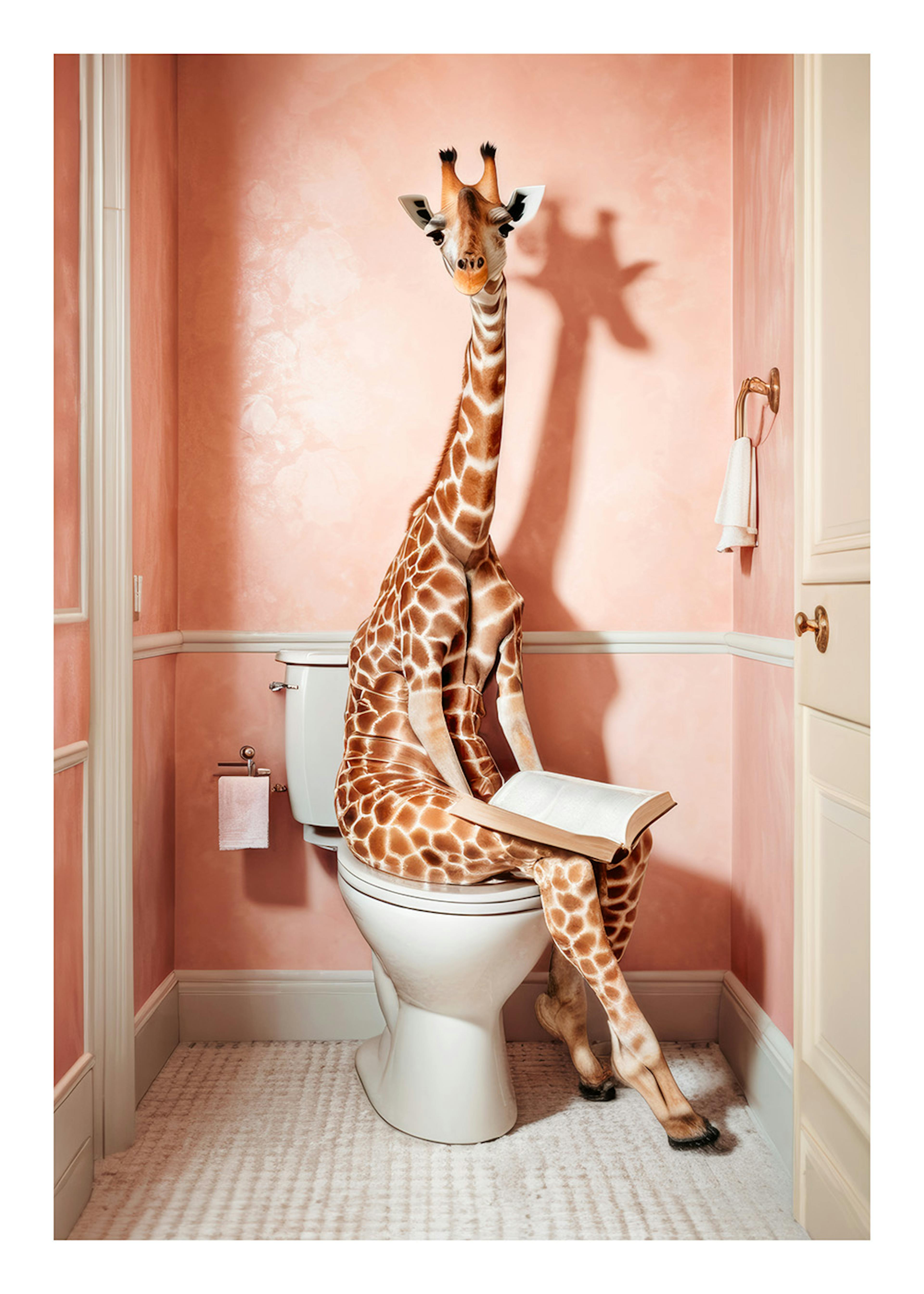 Giraffe Sitting on the Toilet Poster 0