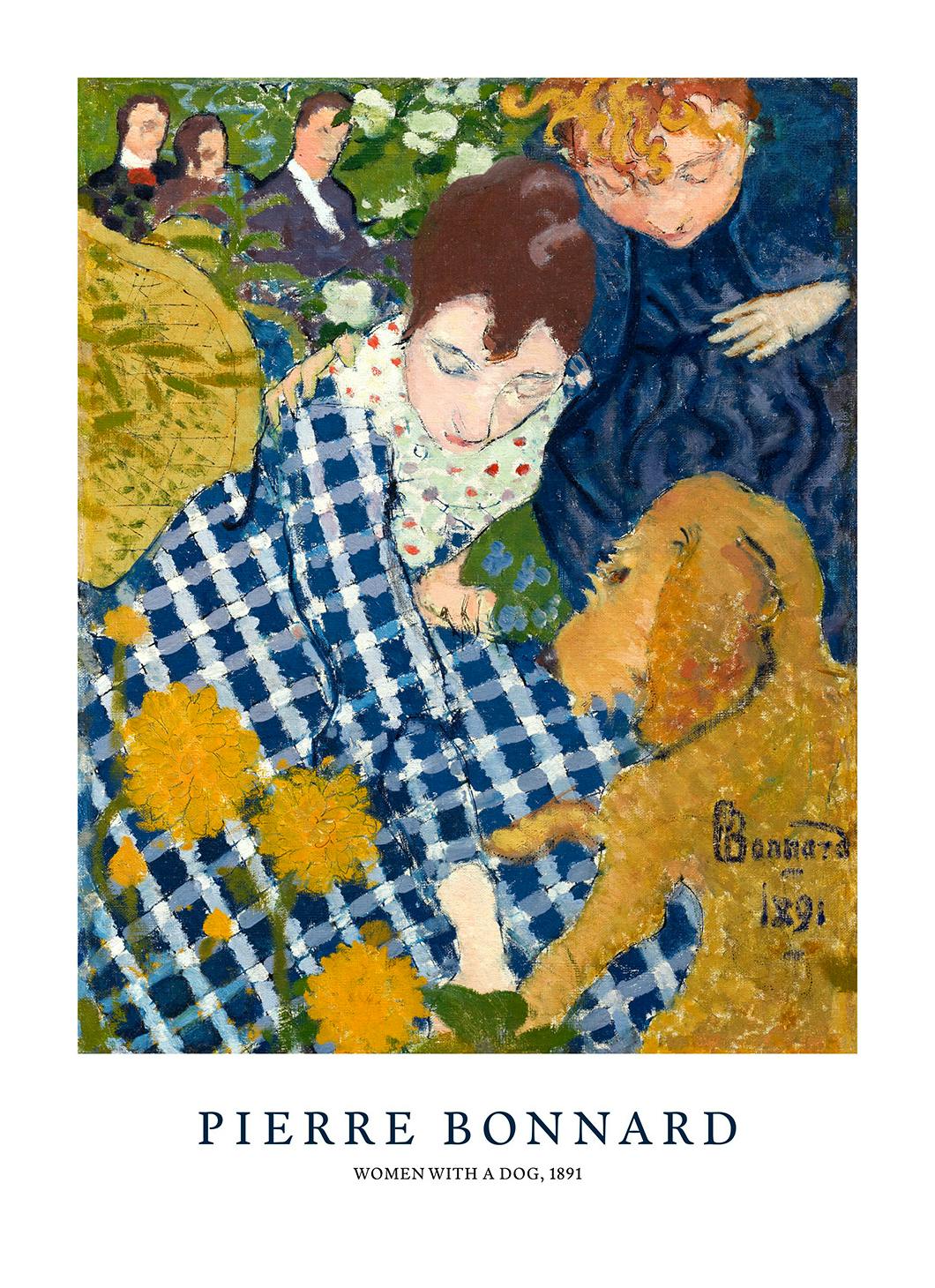 Prints - Pierre Bonnard - Women with a Dog Print (50x70 cm) - Paintings by famous painters