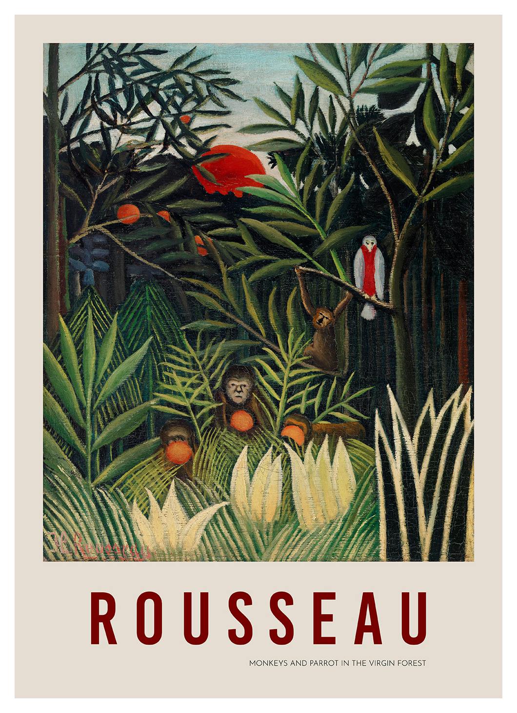 Prints - Rousseau - Monkeys and Parrot in the Virgin Forest Print (30x40 cm) - Rousseau Prints