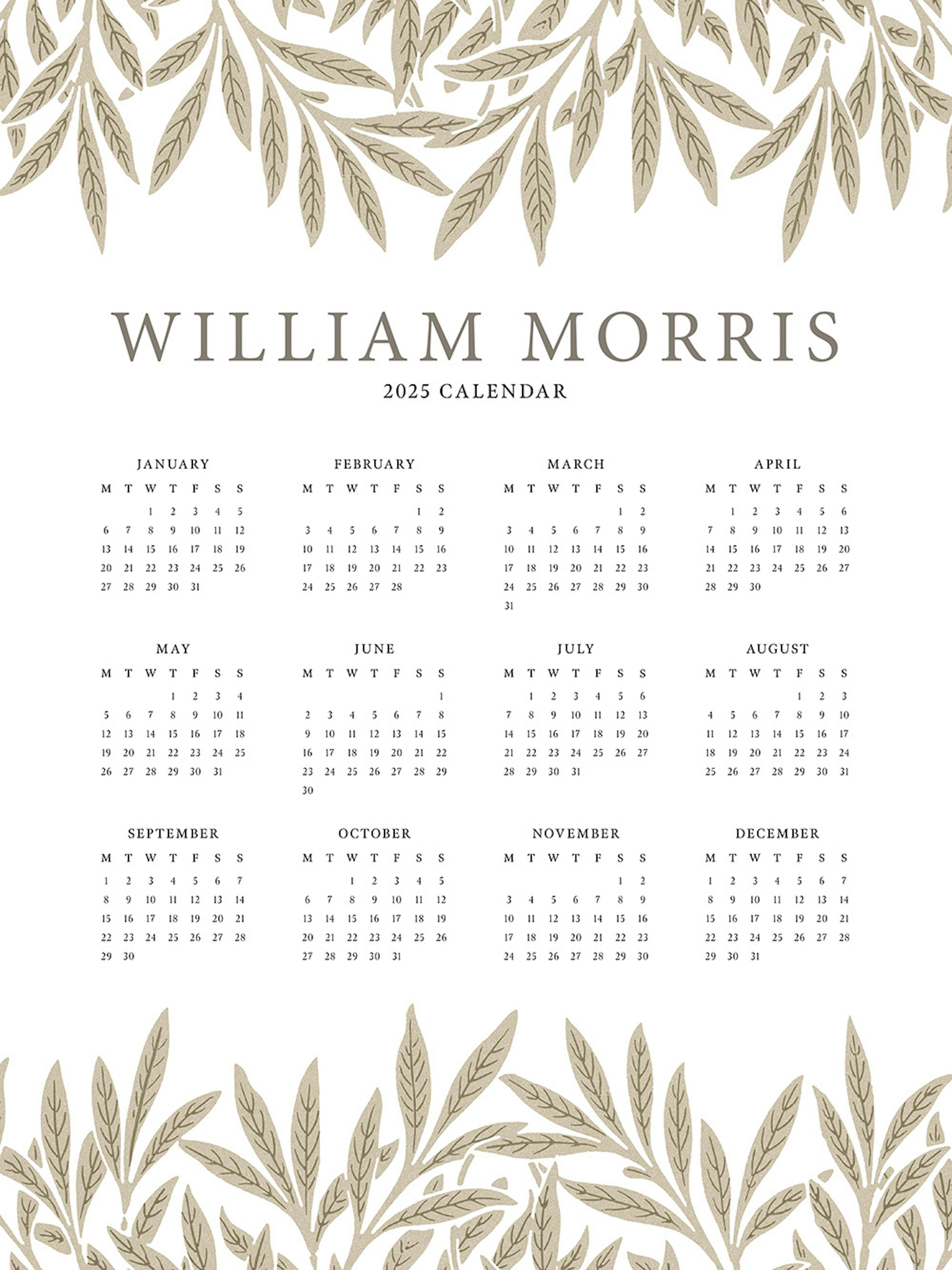 William Morris Calendar 2025 Print
