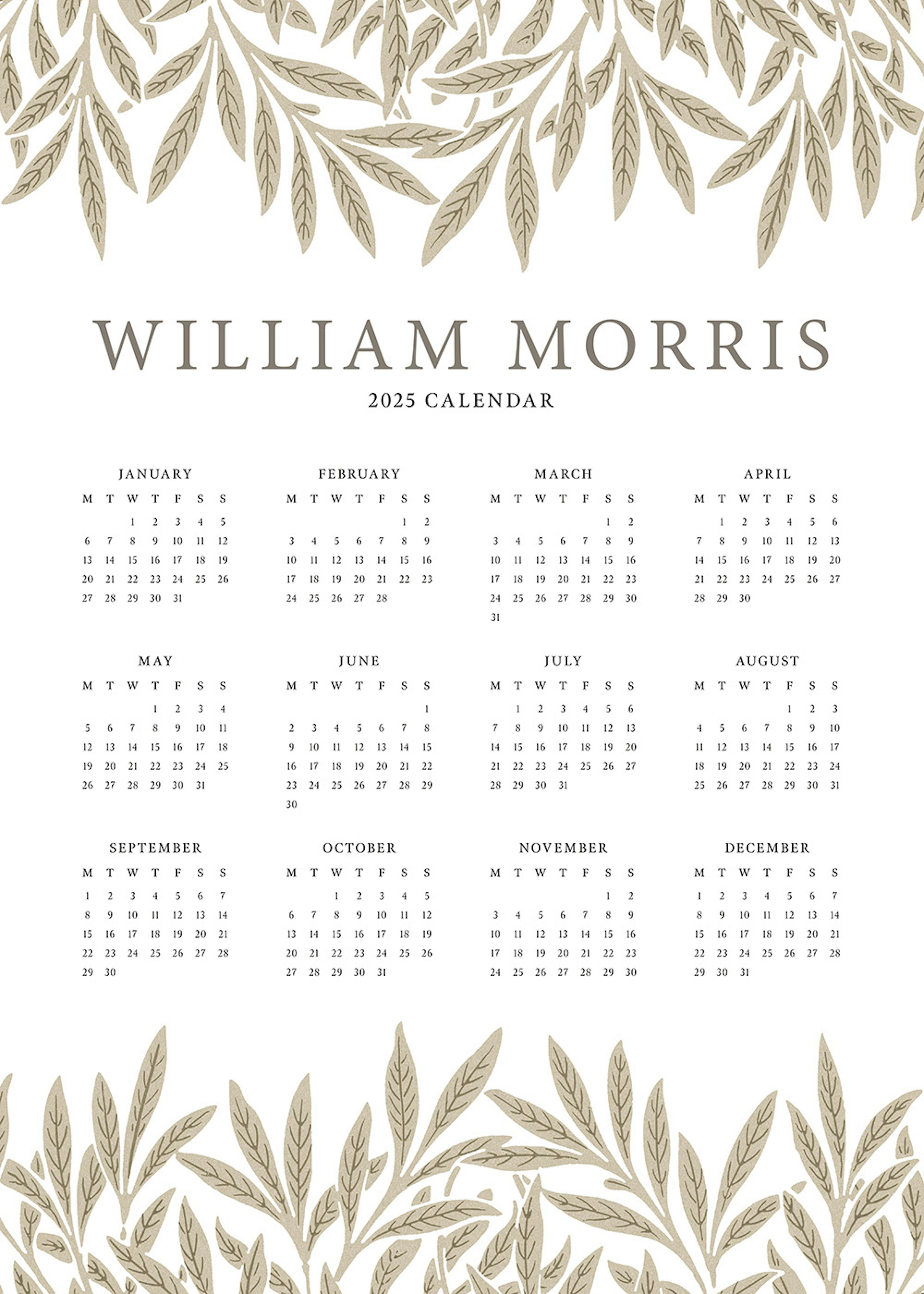 William Morris Calendar 2025 Poster 0