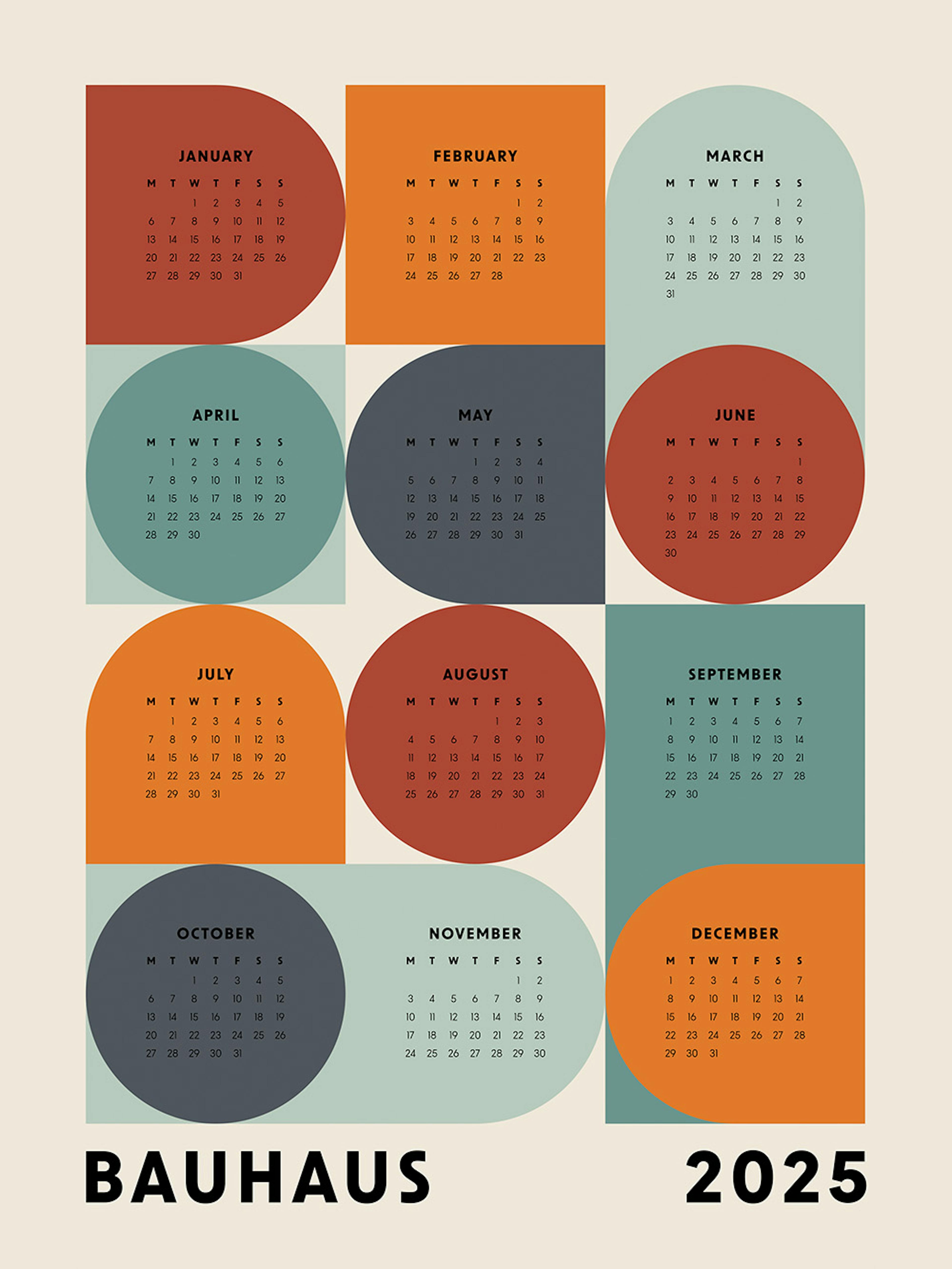 Bauhaus Calendar 2025 Poster