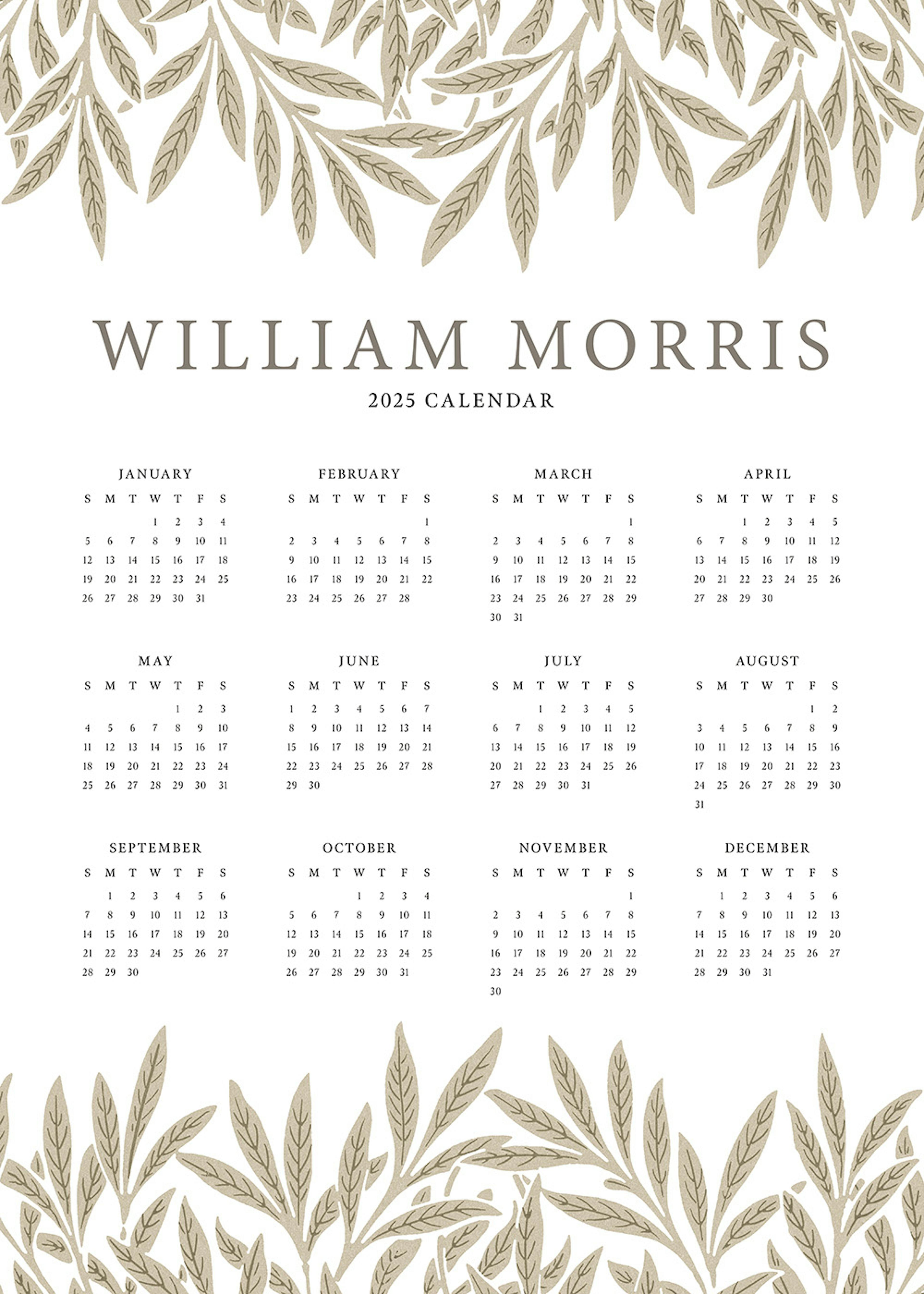William Morris Calendar 2025 US Poster 0
