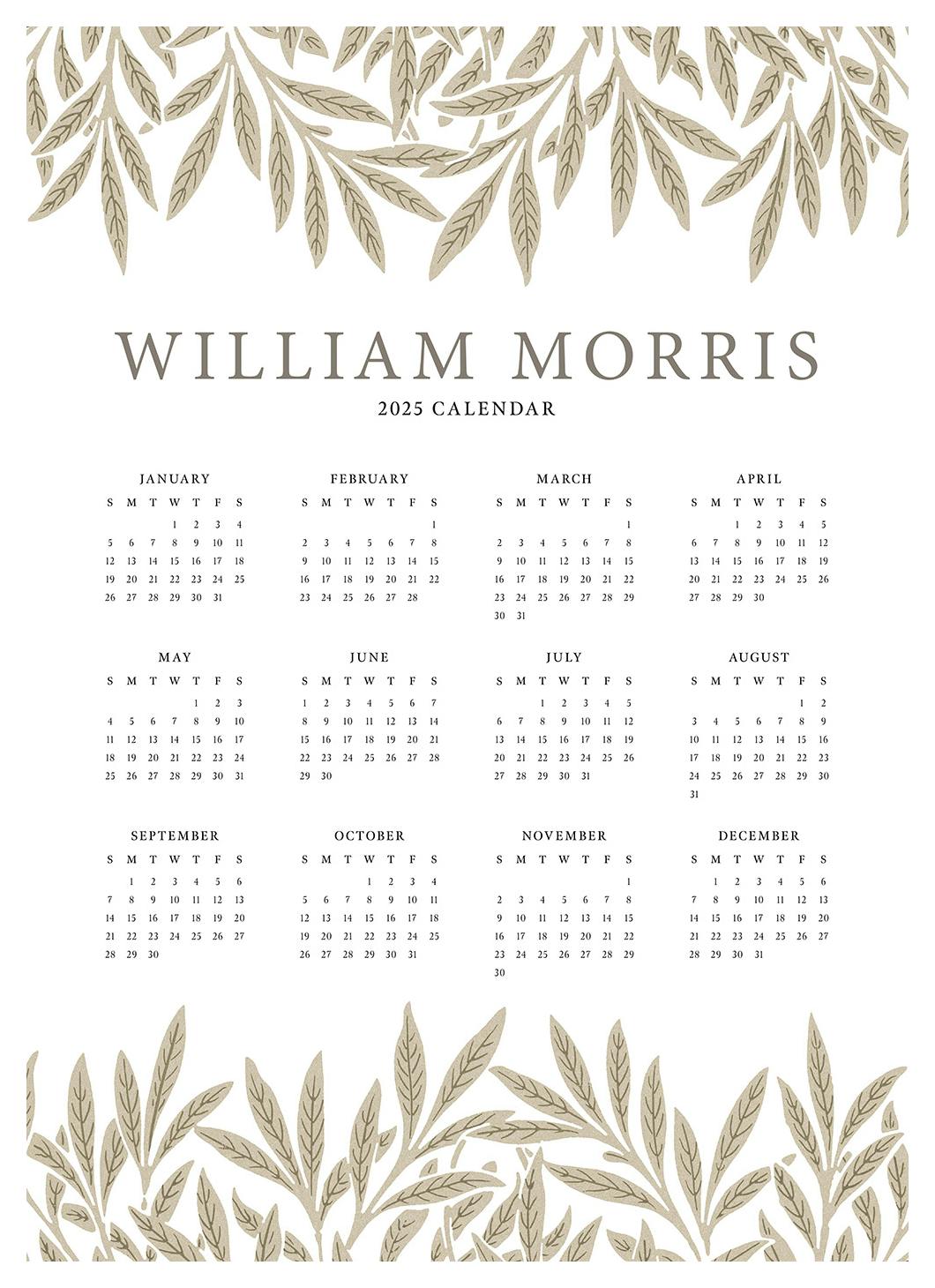 Prints - William Morris Calendar 2025 US Print (30x40 cm) - Calendars 2025