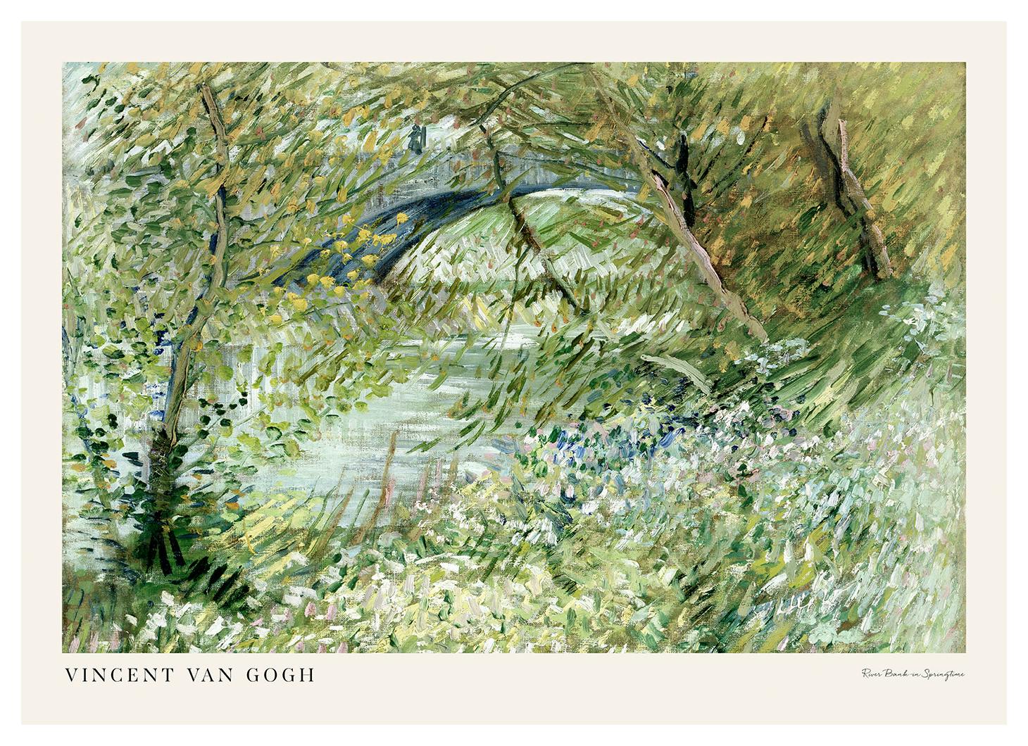 Van Gogh - River Bank in Springtime Landscape Plakat (30x40 cm) - Plakater > Malerier fra kjente kunstnere > Van Gogh Plakat