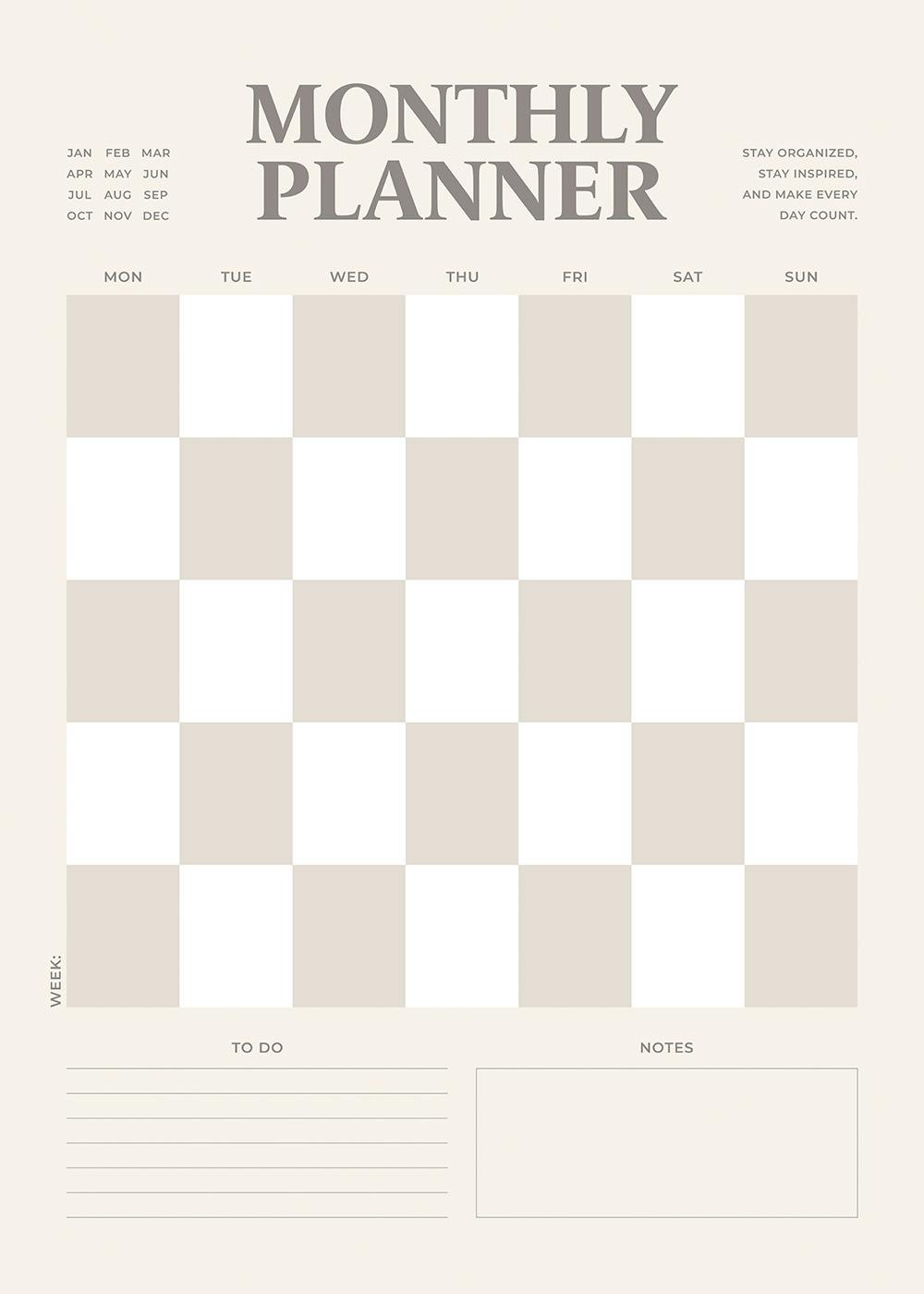 Monthly Planner Checkered Poster 0