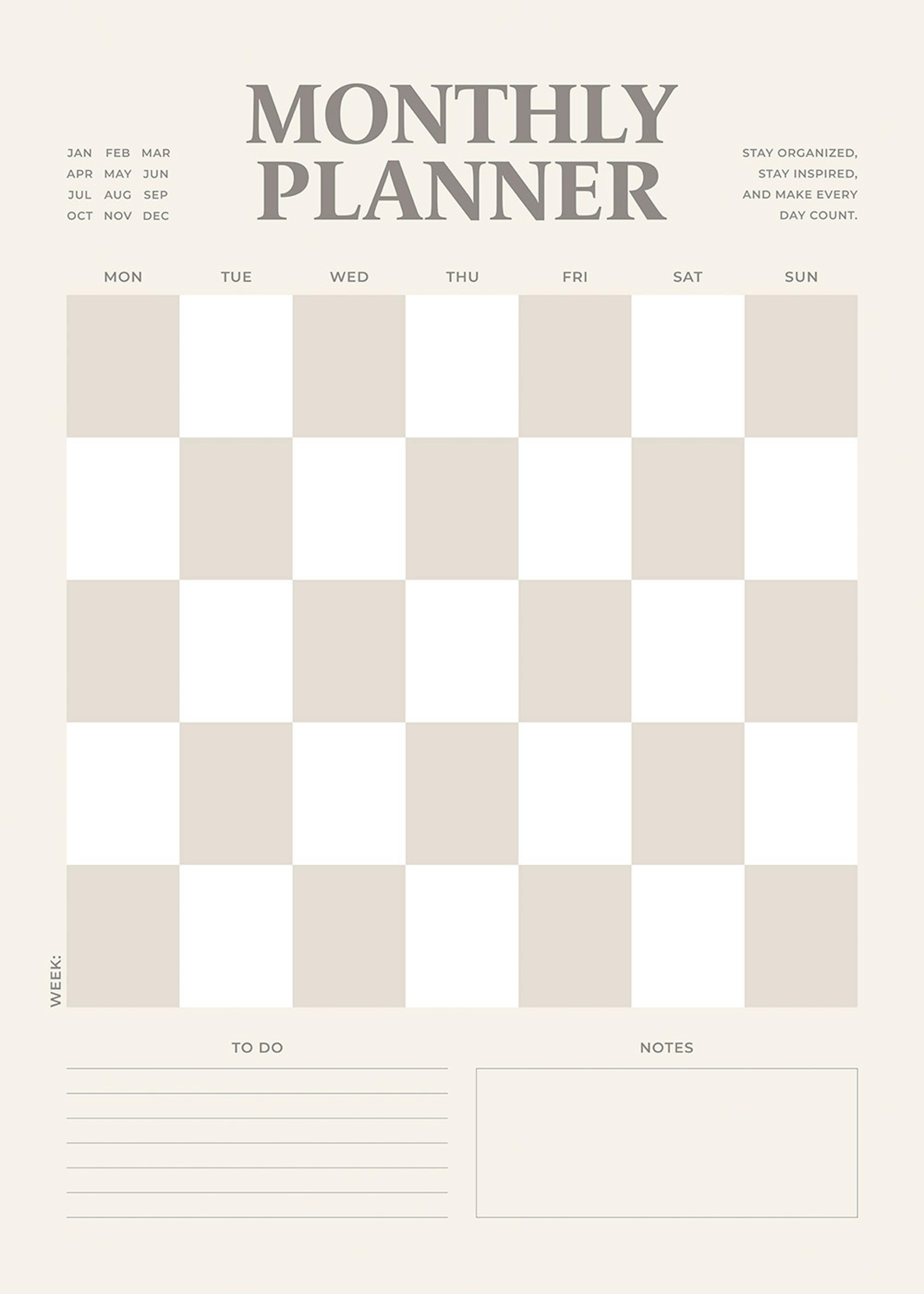 Monthly Planner Checkered Print 0