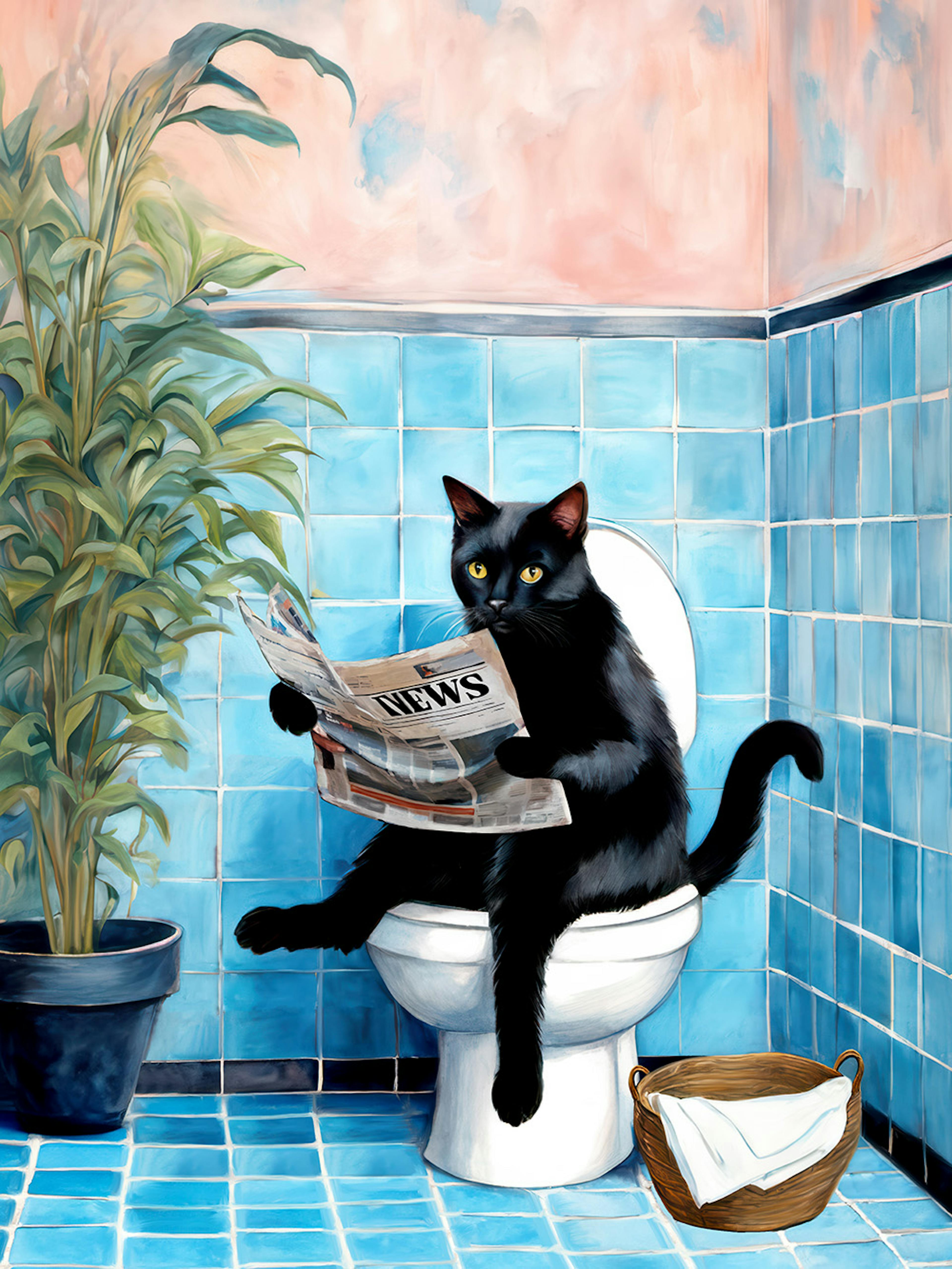 Cat on Toilet Poster