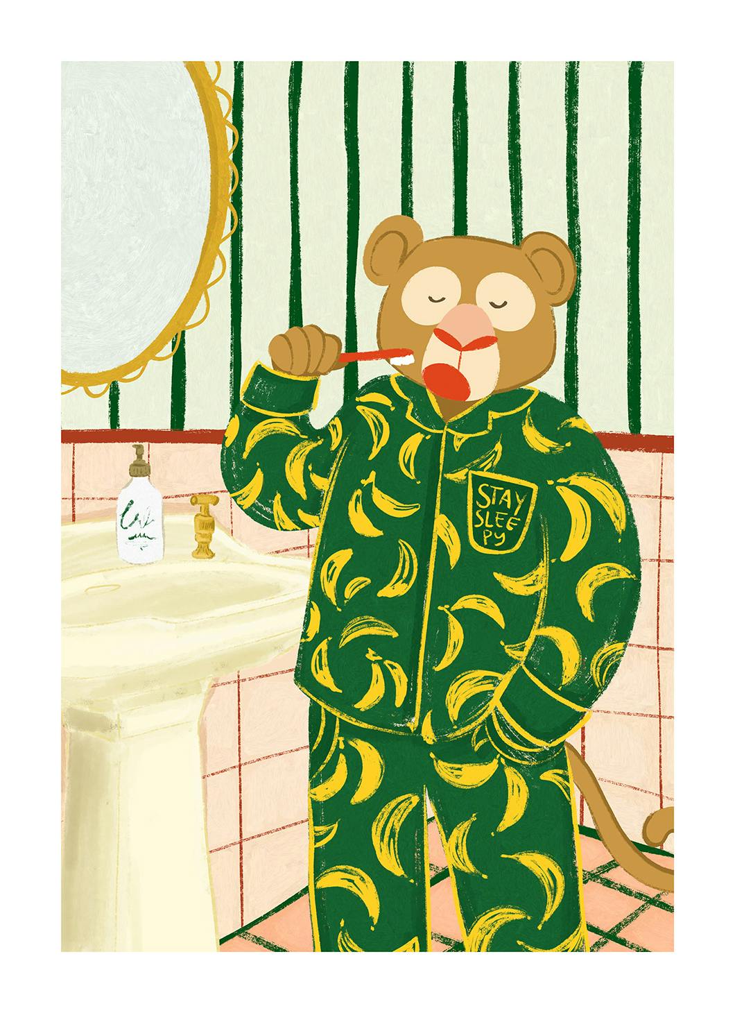 Stay Sleepy Affiche (21x30 cm)  Animaux illustrés