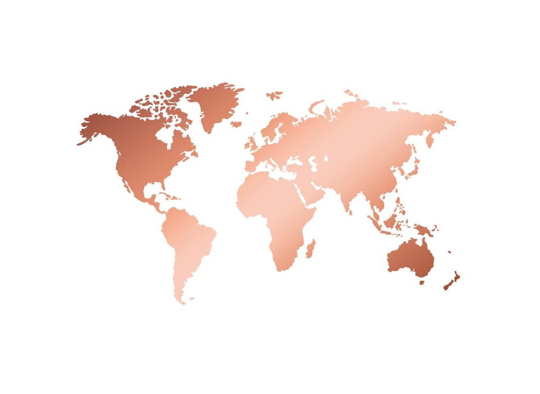 Prints - World Map Copper Print (21x30 cm) - Gold and silver posters