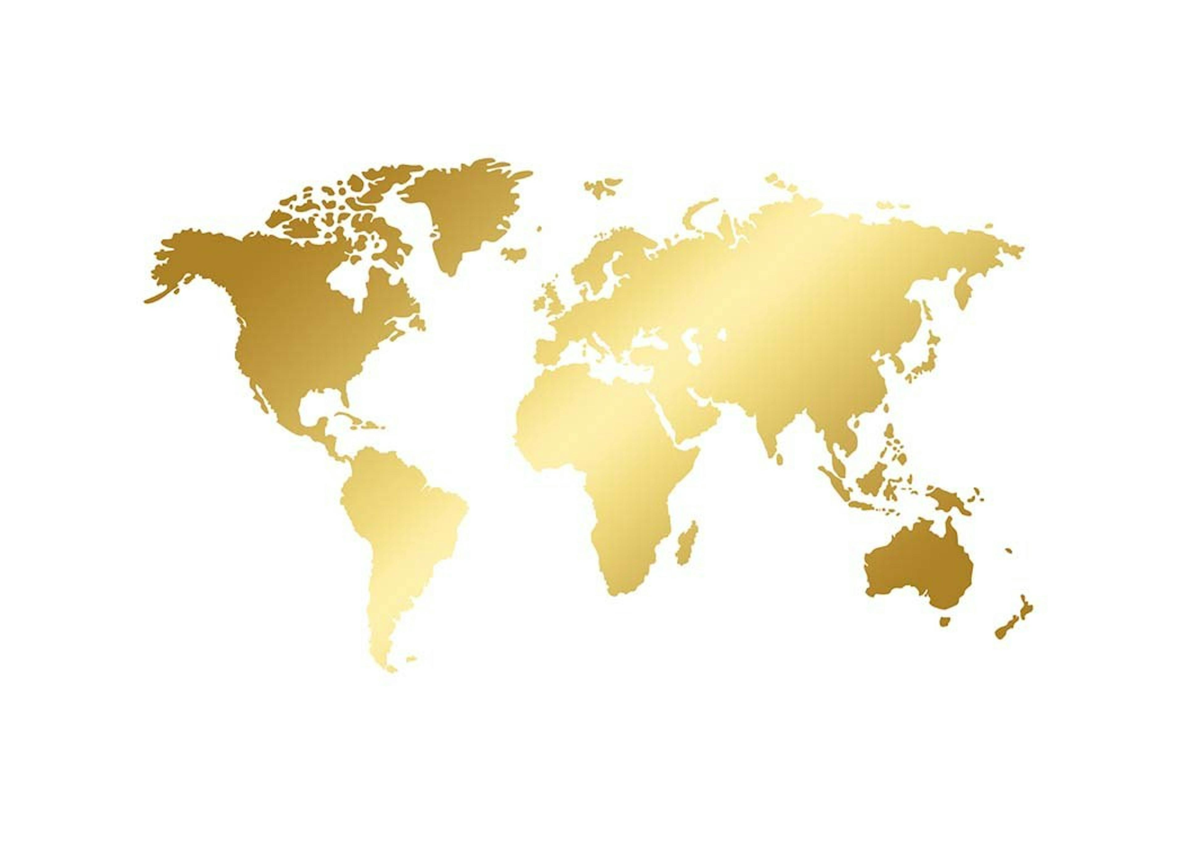 World Map Poster, Gold 0