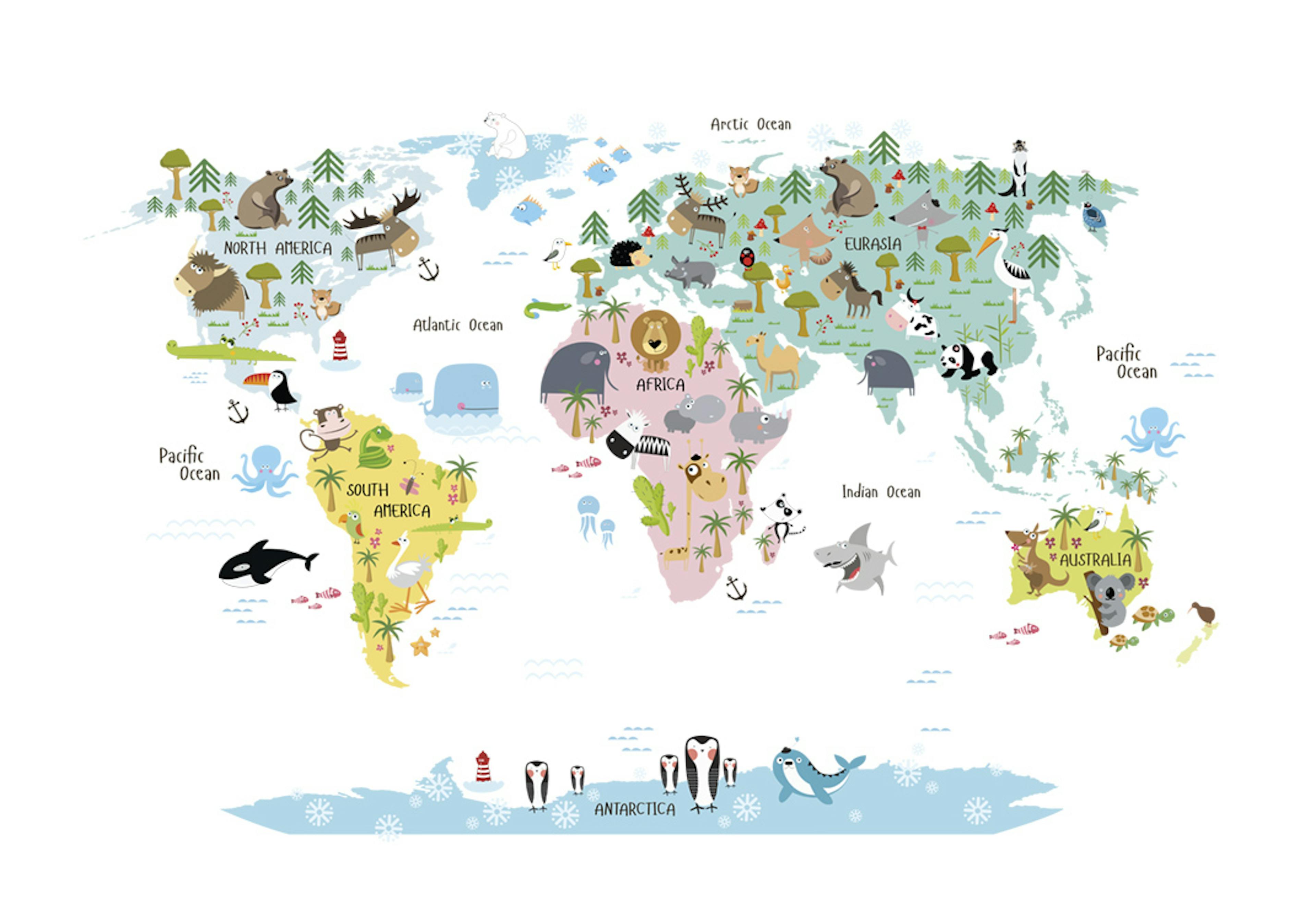 World Map Animals, Juliste 0