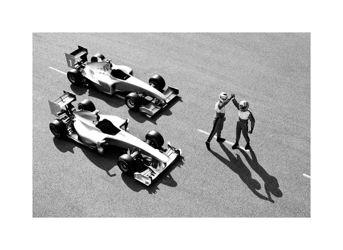 Race Winning Poster (30x40 cm) - Zwart wit foto's