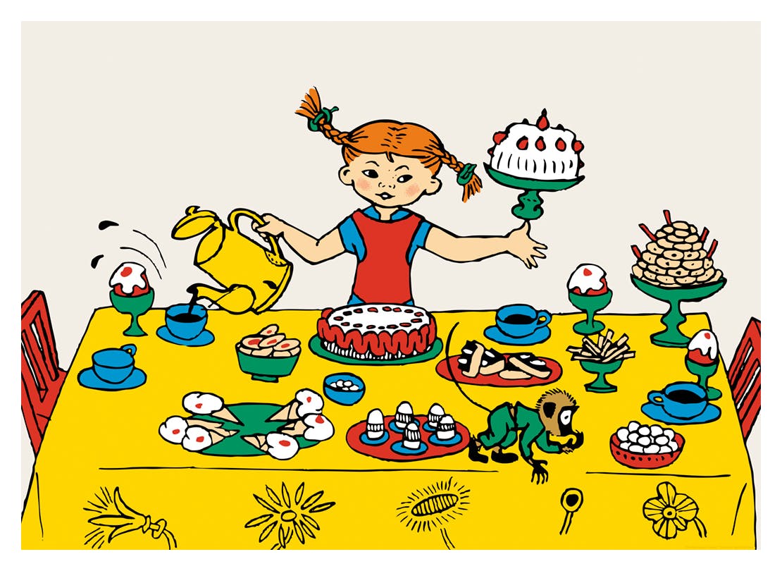 Prints - Pippi Longstocking and the Party Print (50x70 cm) - Astrid Lindgren's posters