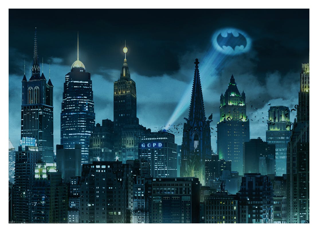 Batmanâ¢ - Gotham City Skyline Poster (50x70 cm) - Batmanâ¢
