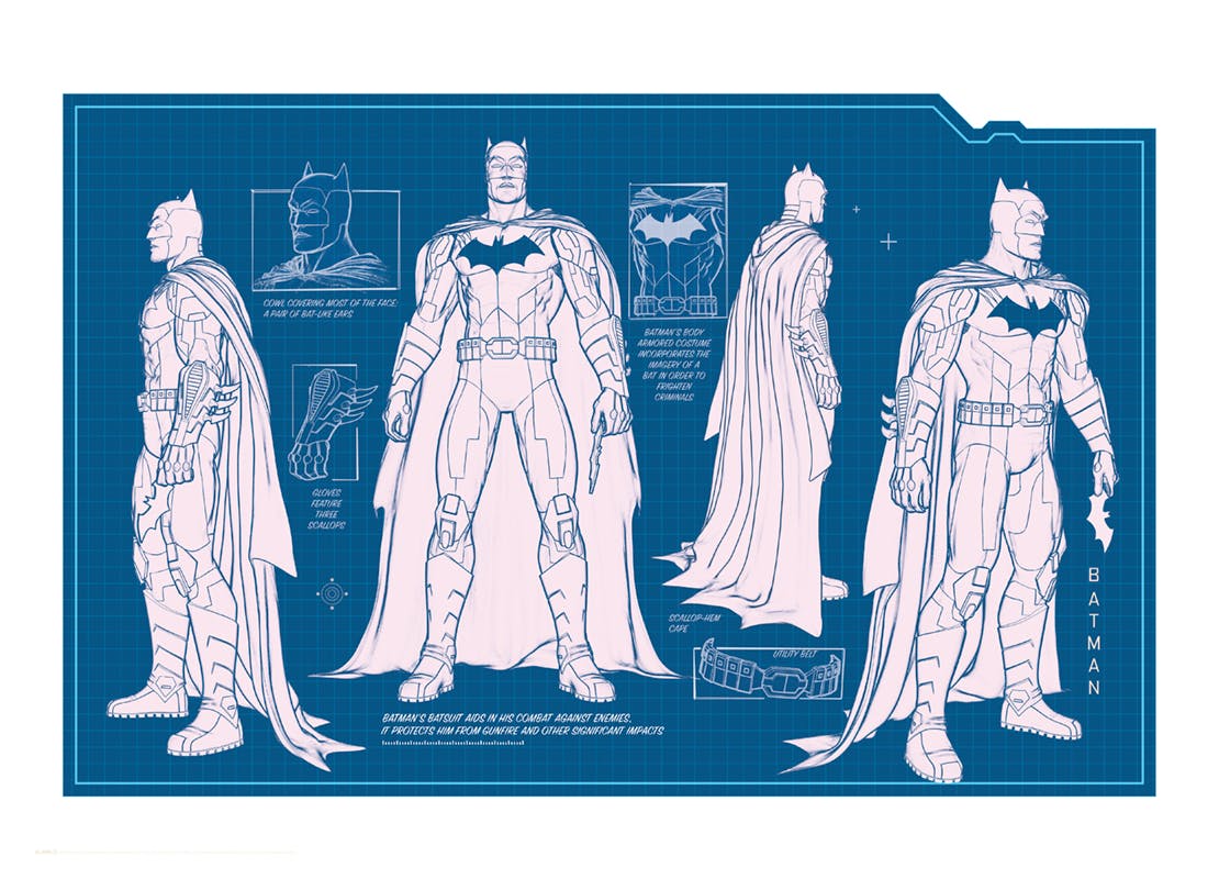 Batmanâ¢ - Batsuit Blueprint Poster (50x70 cm) - Batmanâ¢