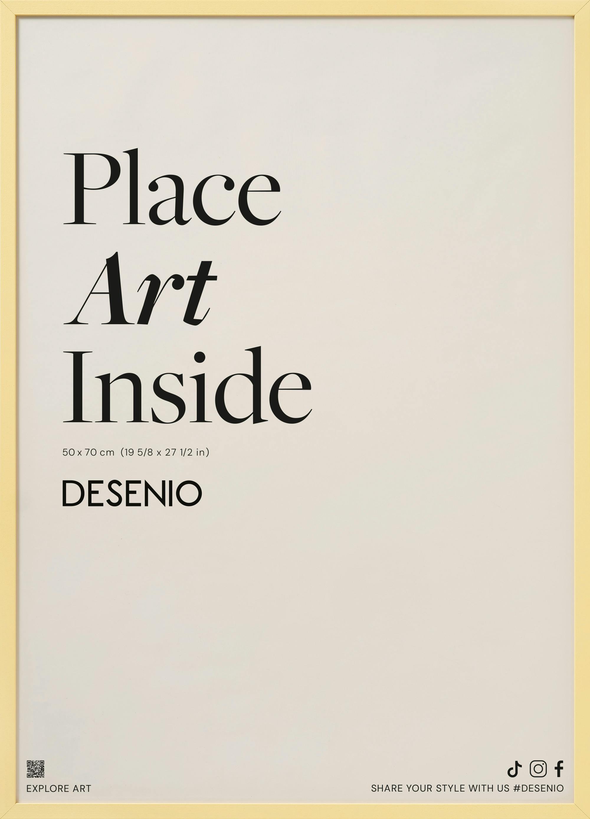 Een poster met de tekst Place Art Inside in zwarte letters op een lichte achtergrond.