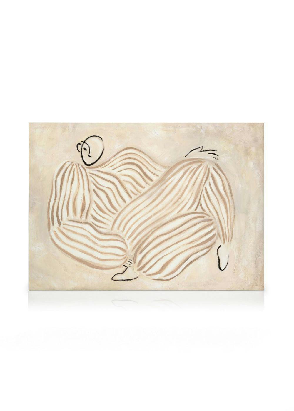 Canvas Prints Figure in Beige Canvas print (100x140 cm - Oak Frame)