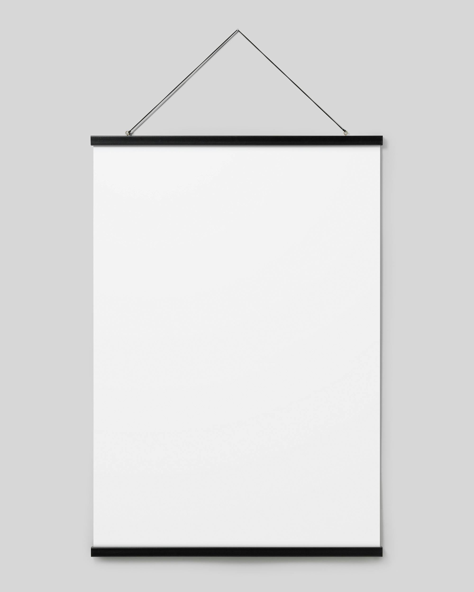Stecche magnetiche nere per poster in legno di pino, con cordino in ecopelle scamosciata nera